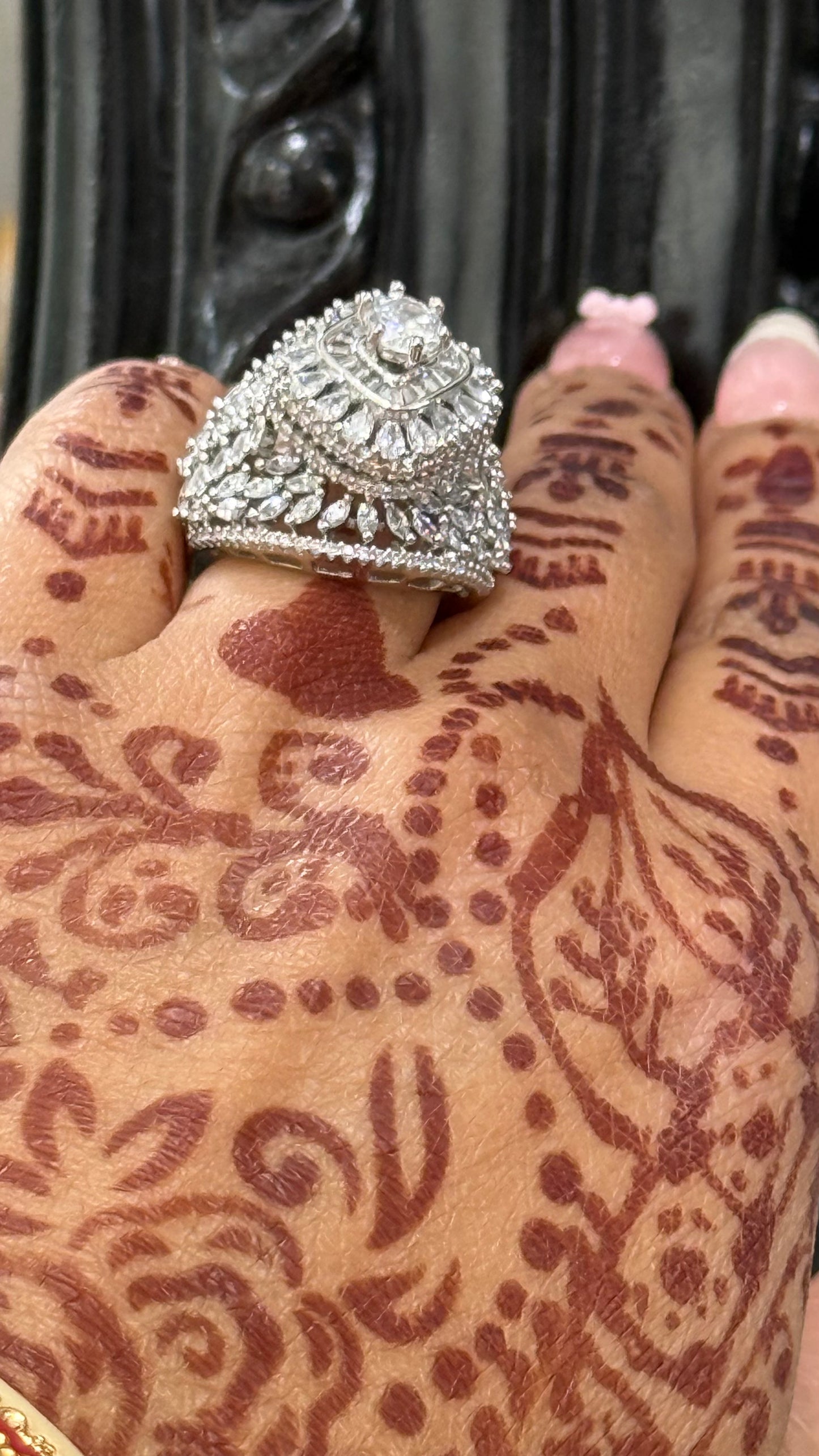 American Diamond Adjustable Ring – Real Gold & Diamond Look Design no 49