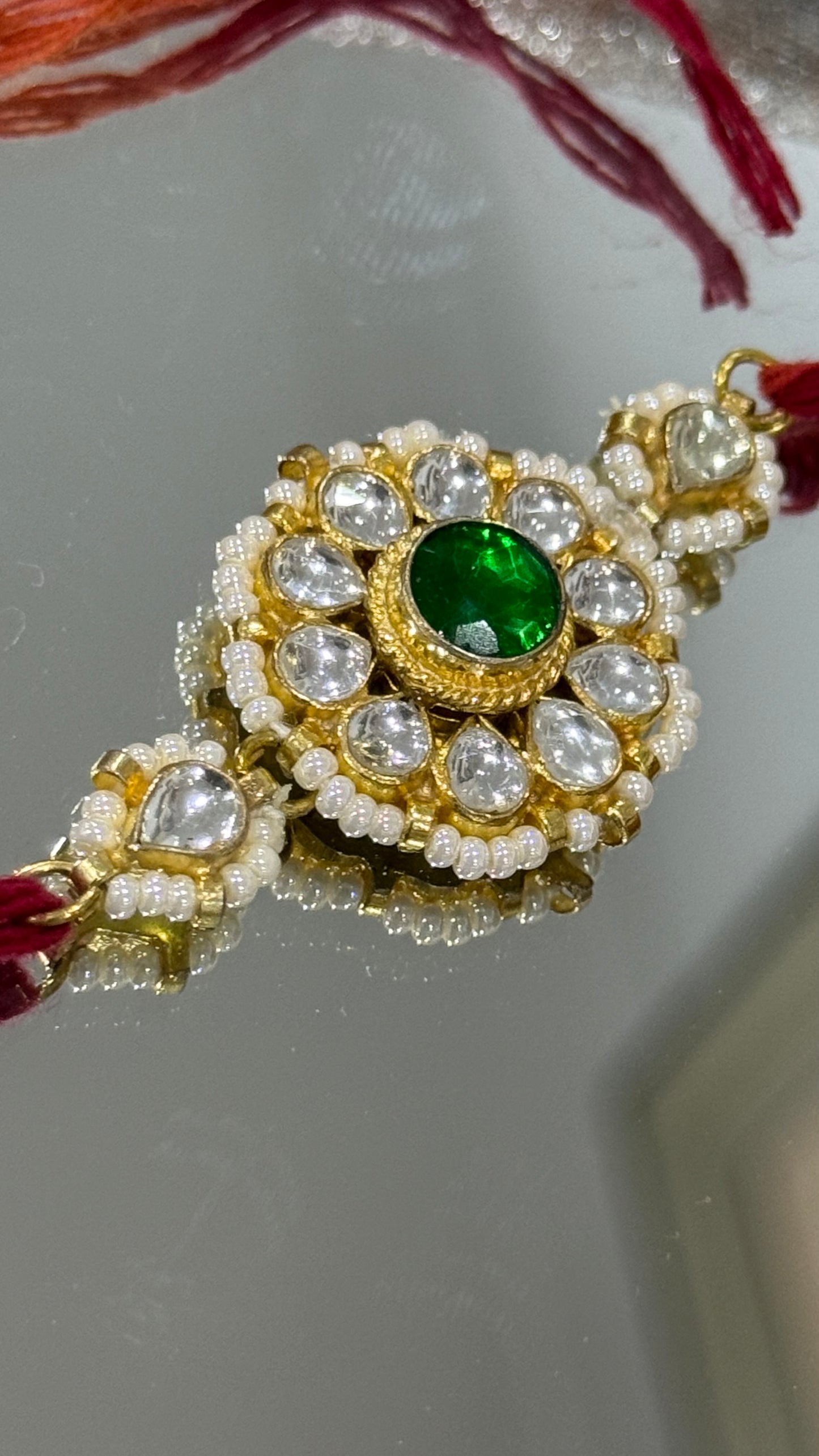 Premium Pachi Kundan  Rakhi for Brother Hand Made