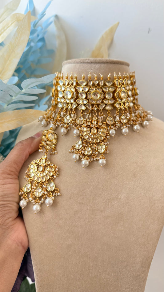 Pachi Kundan Choker Set – Bridal Indian Jewelry with Earrings