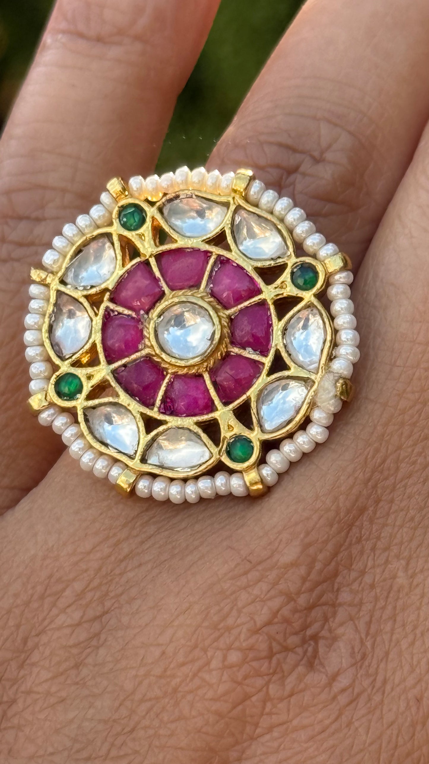 Adjustable Ring Pachi Kundan Design no 38