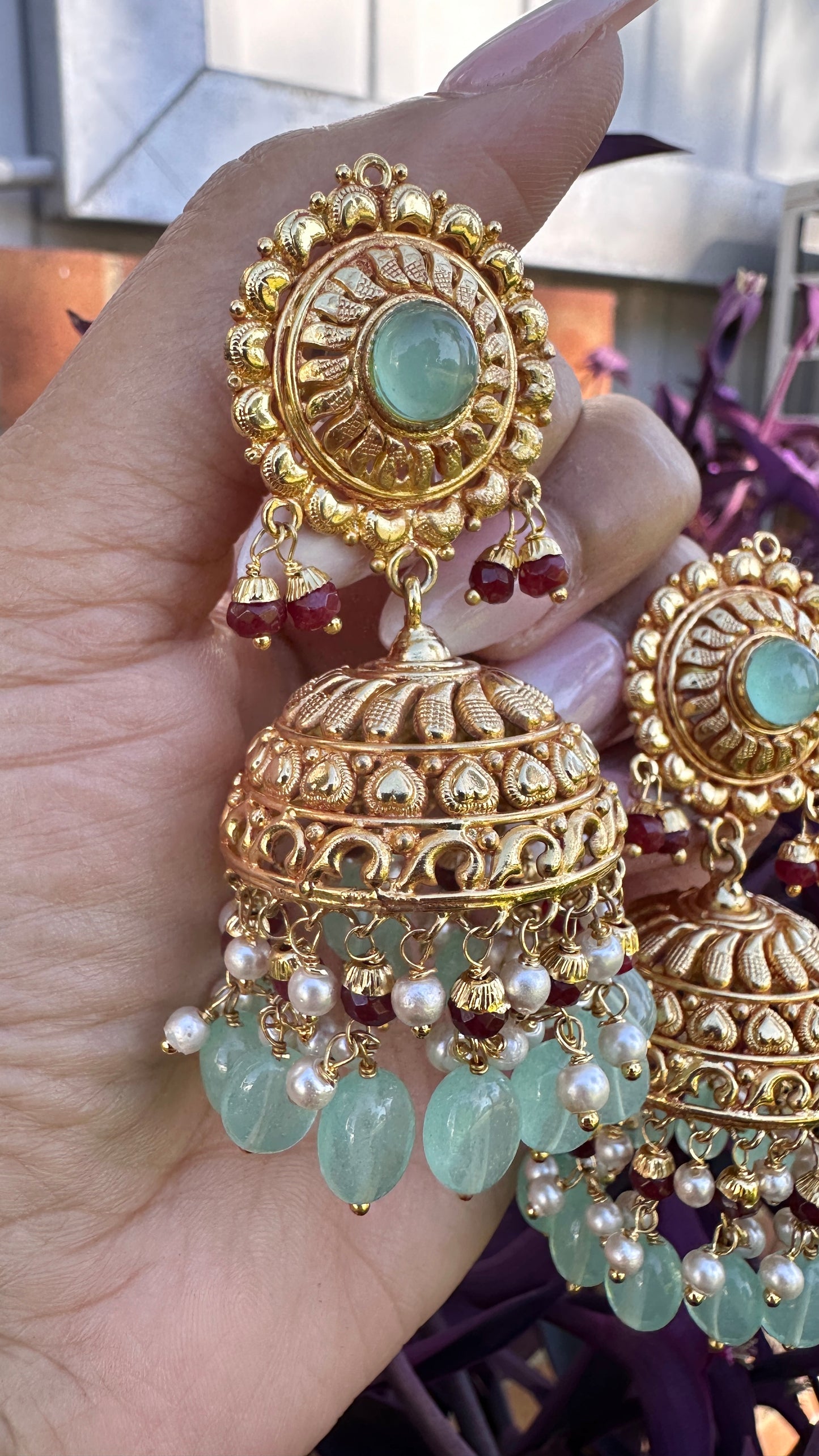 Gold plated jhumka Sandookh collection