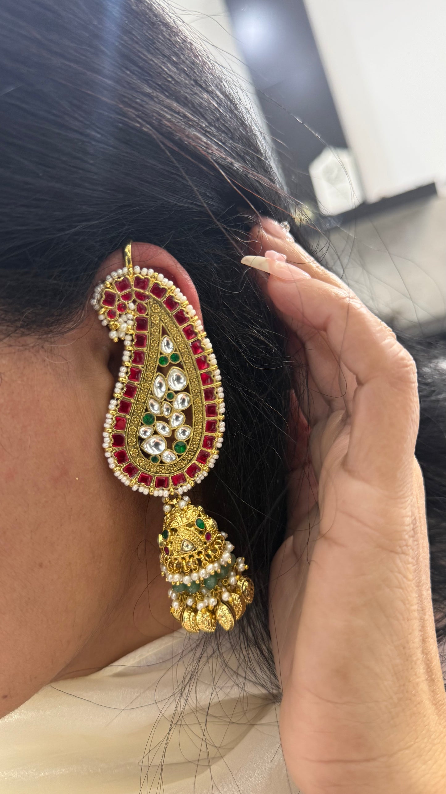 Premium Pachi Kundan Ear Cuffs & Earrings