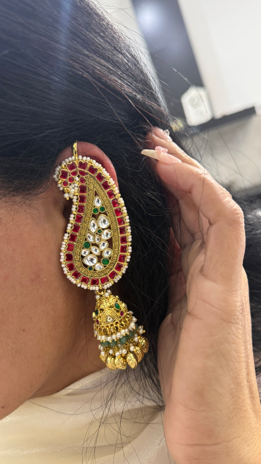 Premium Pachi Kundan Ear Cuffs & Earrings