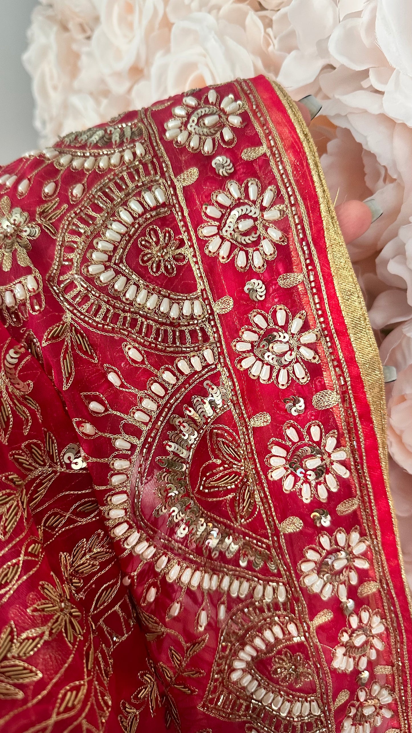 Bridal dupatta organza hand work