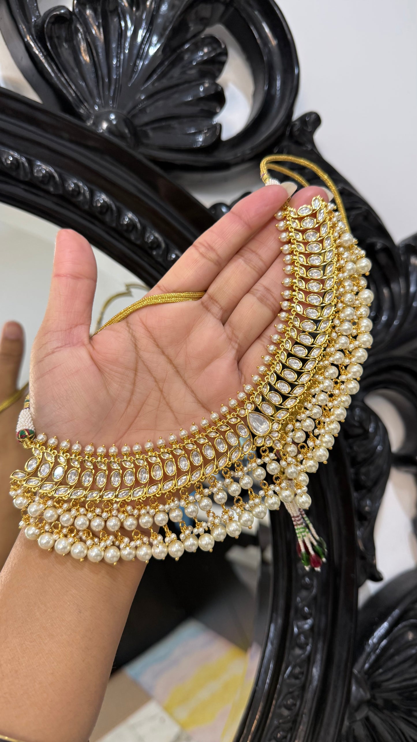 Gold Plated Kundan Necklace with Earring and Tikka Bridal Jewellery Australia