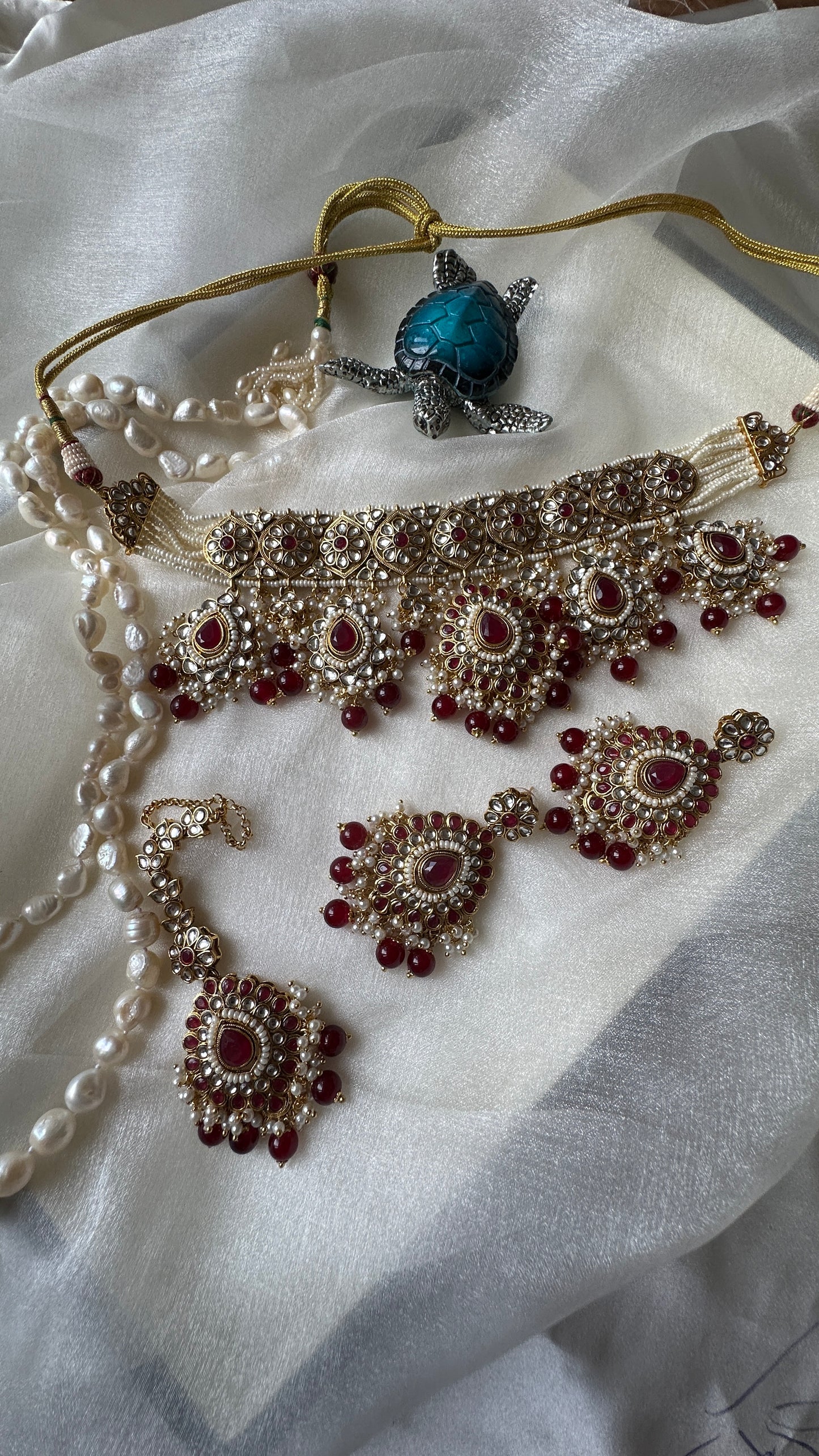 kundan choker set ruby mehroon perfect for bride