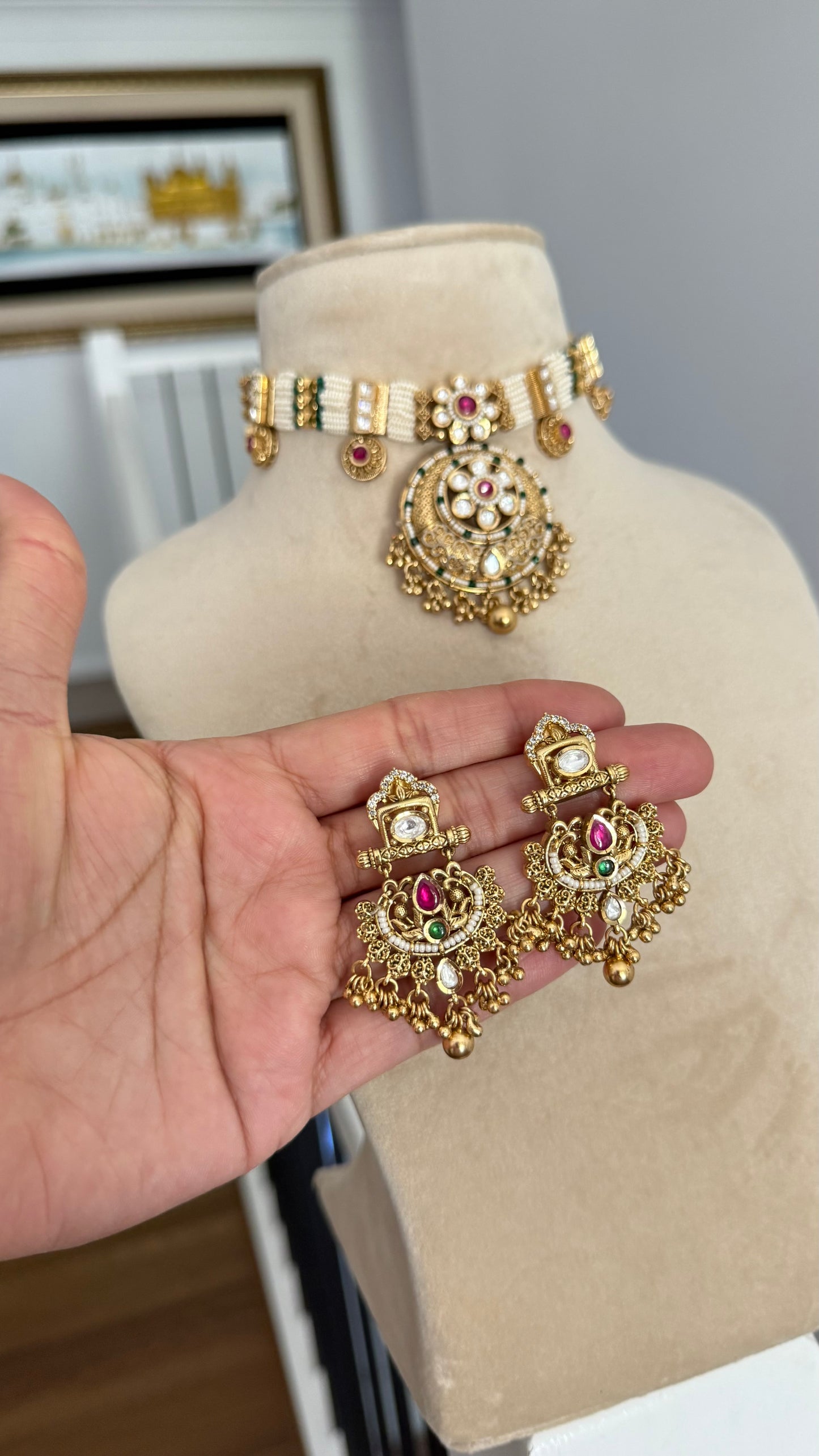 Gold Plated Indian choker Sandookh collection