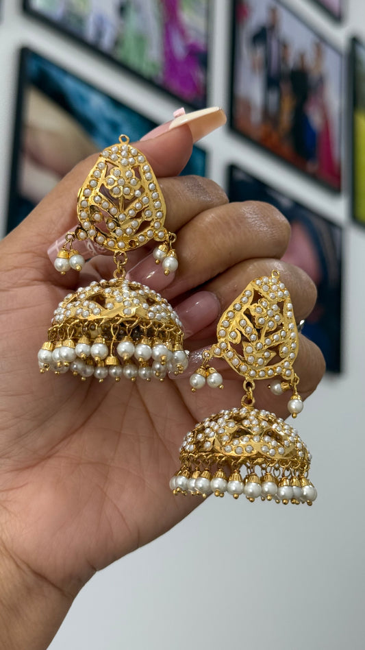 Real Jadau Gold Plated Jhumka