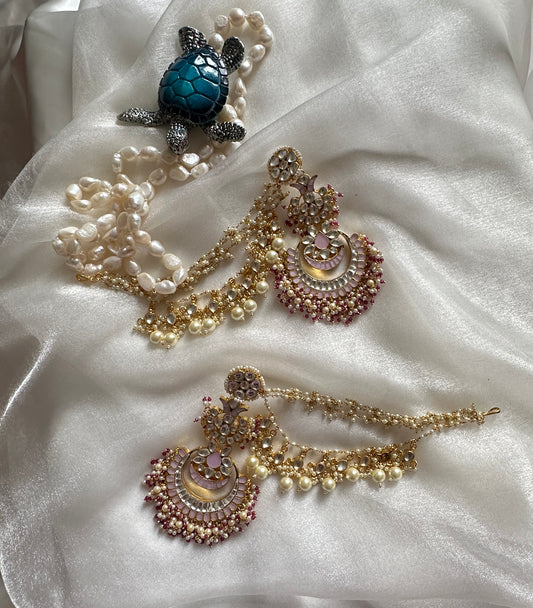 Pachi kundan earrings with sahare