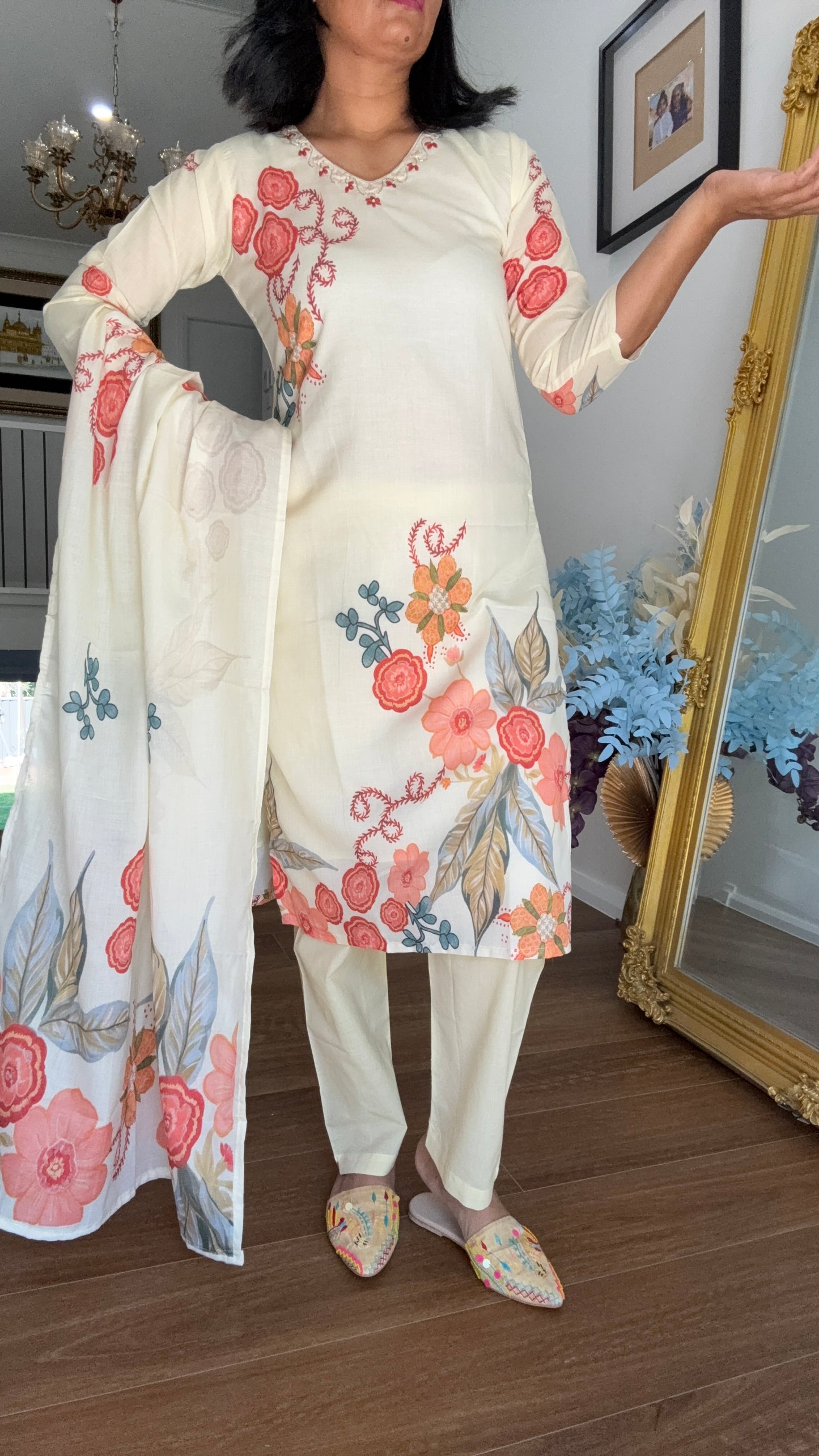 mal cotton  suit with palazo and dupatta summer wear