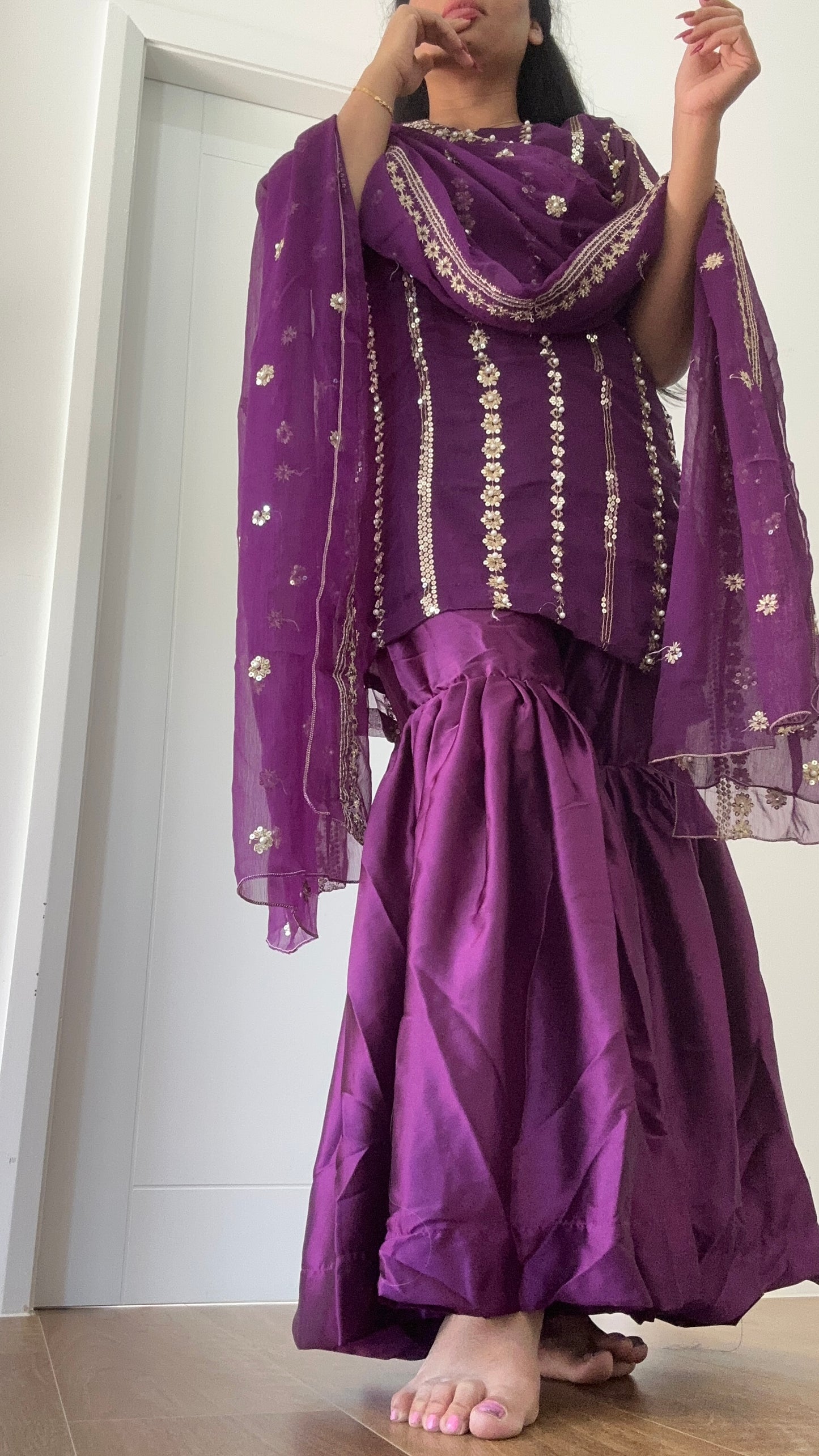 Pakistani shifon outfit with dupatta and bottom