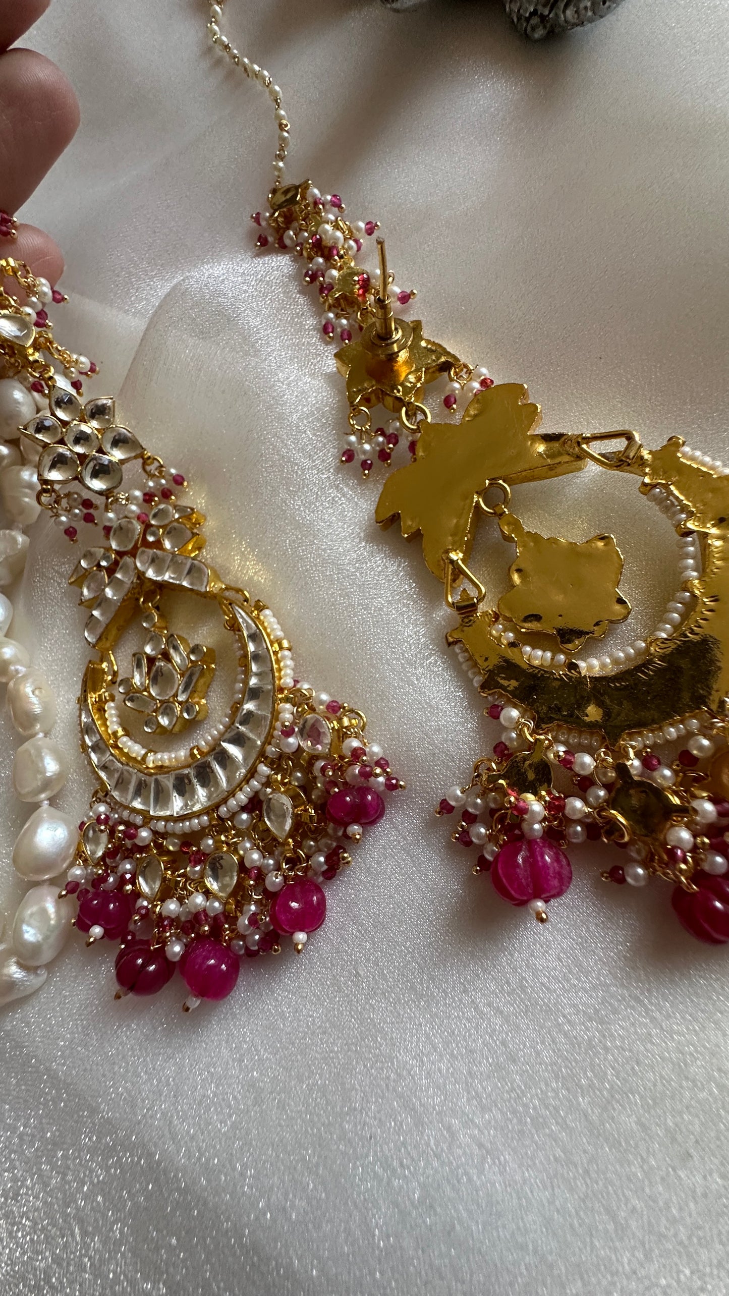 Pachi kundan earrings with sahare