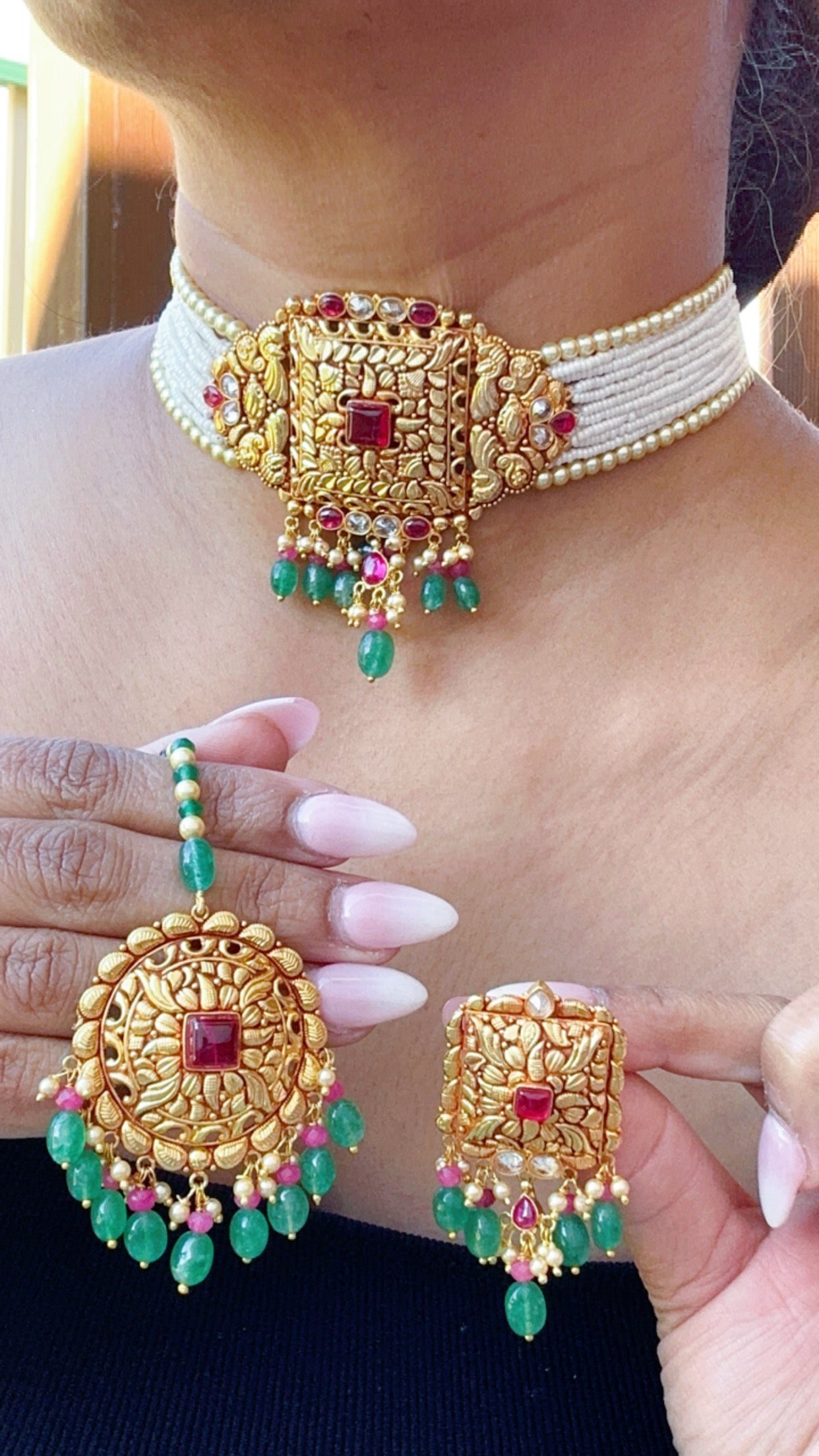 Gold plated choker set Sandookh collection