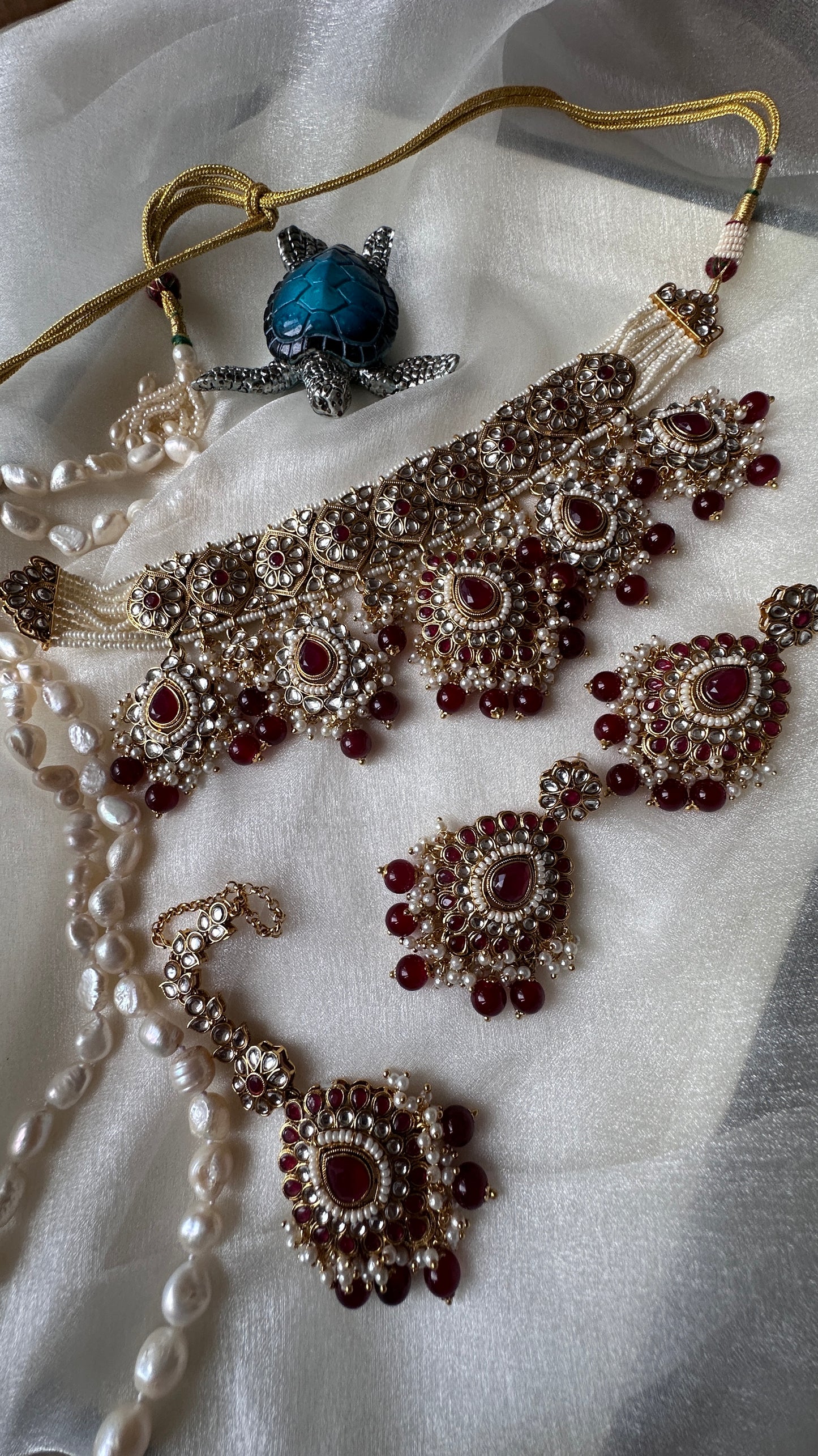 kundan choker set ruby mehroon perfect for bride