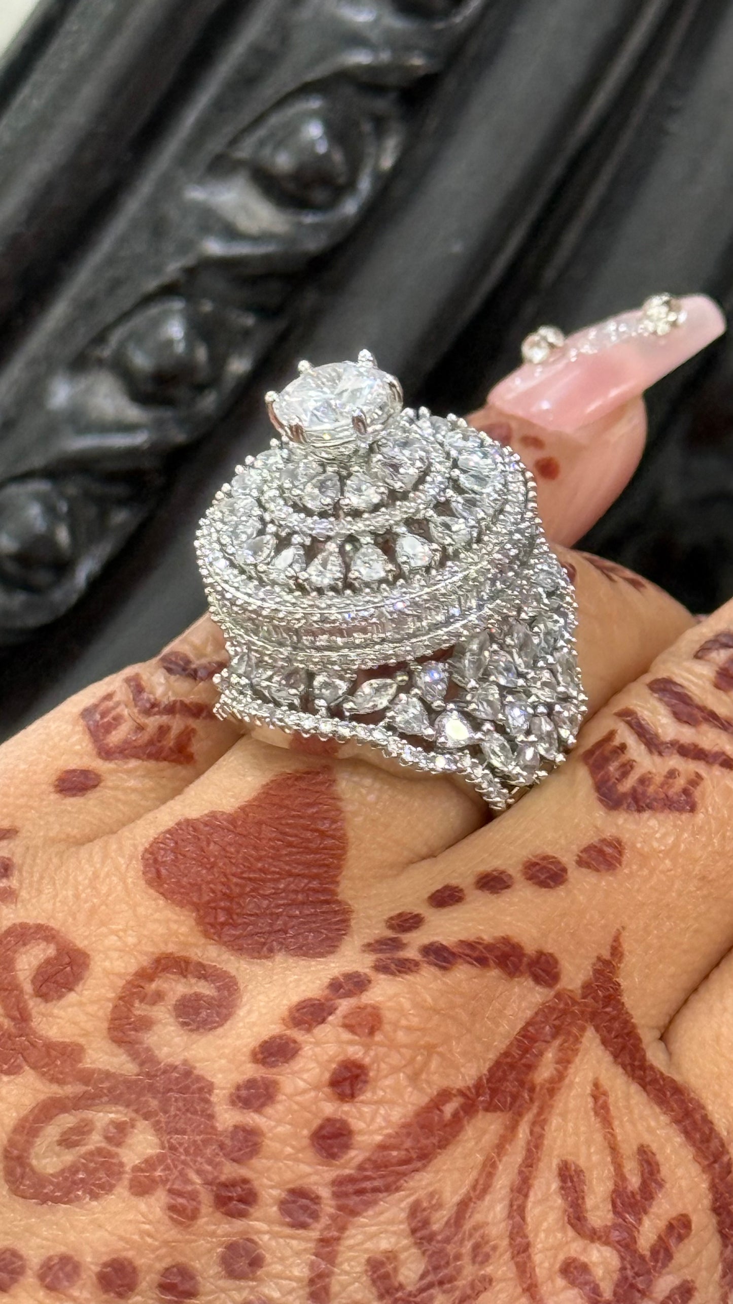 American Diamond Adjustable Ring – Real Gold & Diamond Look Design no 48