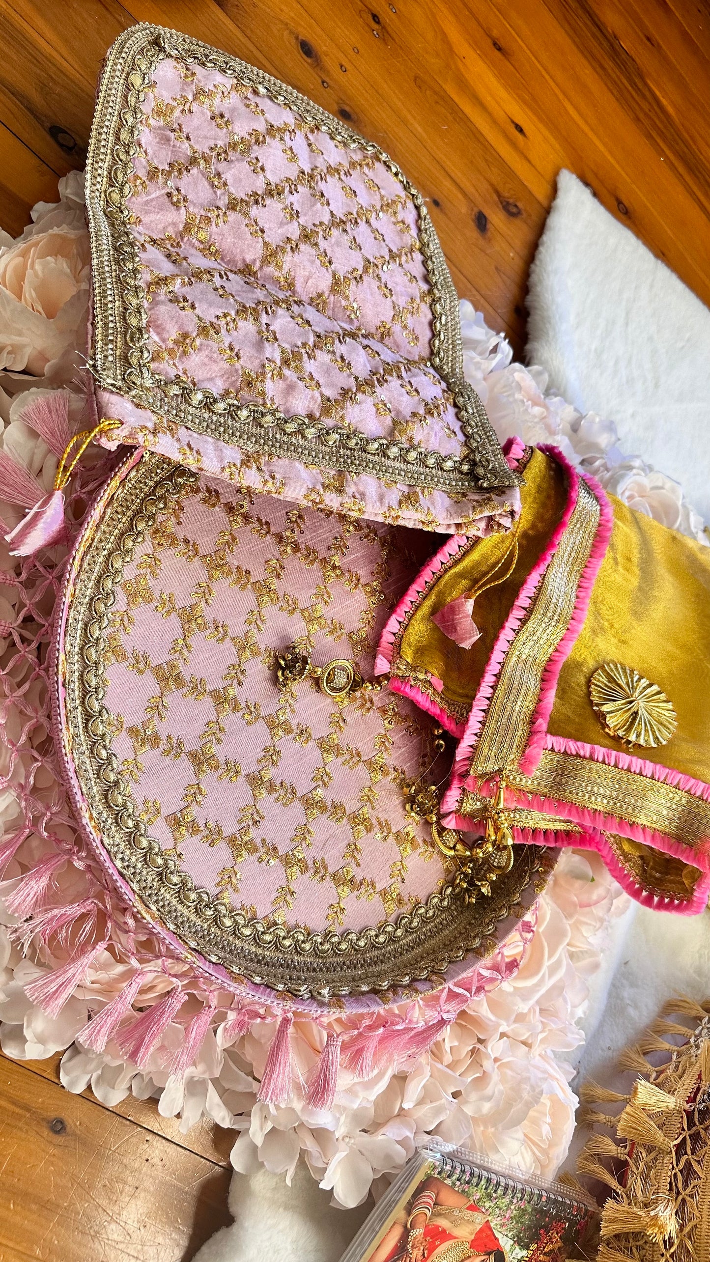 Karva chauth thaali set baby pink