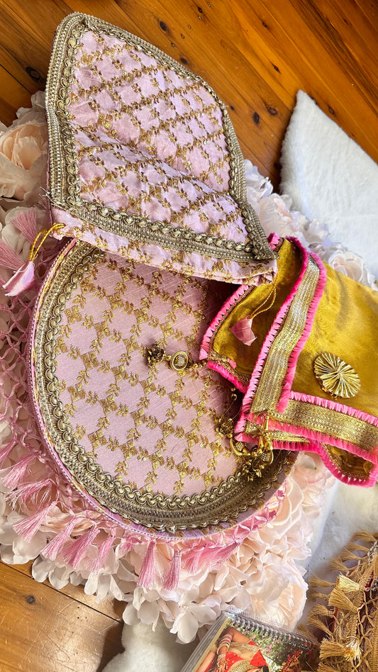 Karva chauth thaali set baby pink