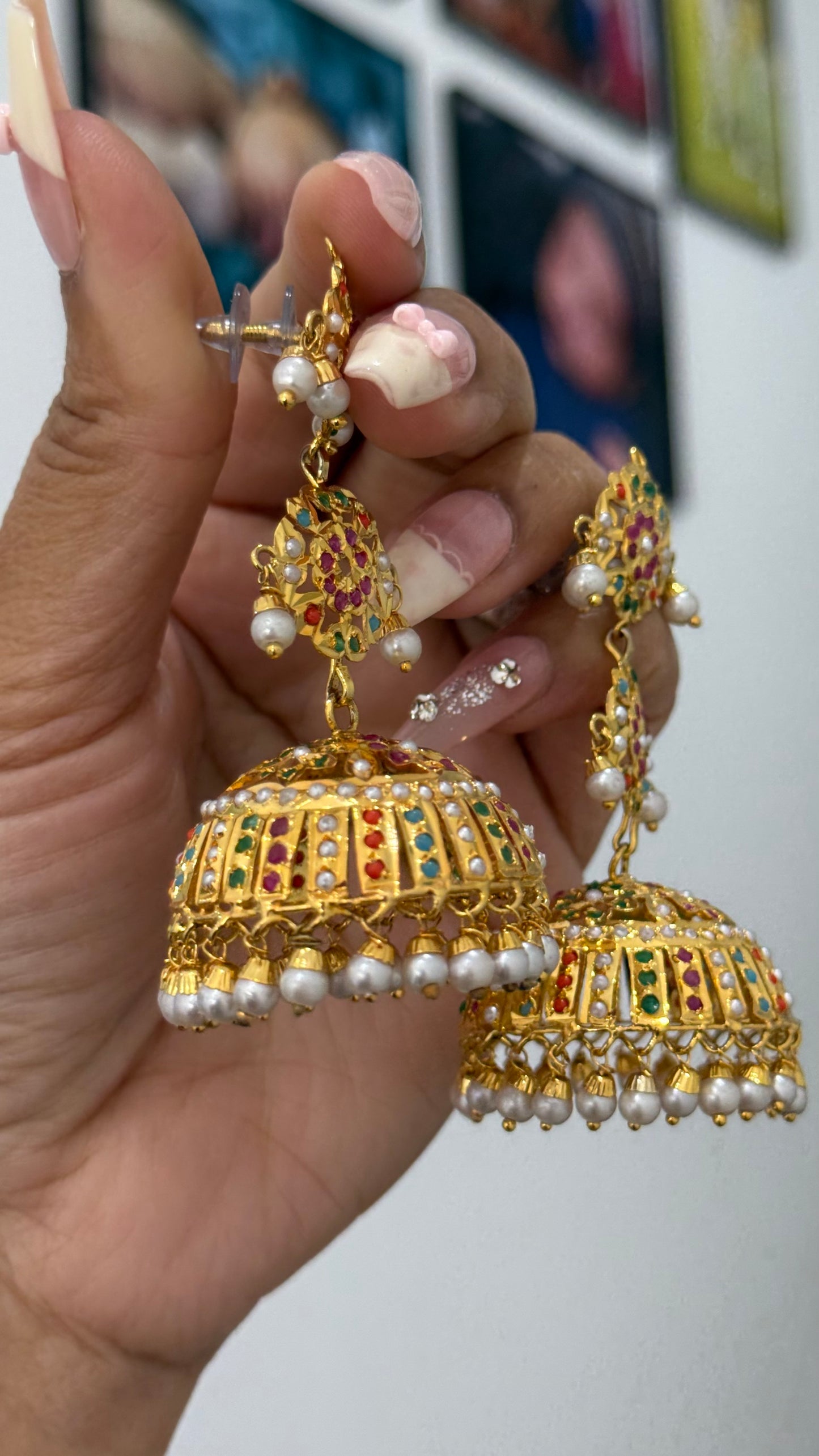 Real Jadau Gold Plated Jhumka