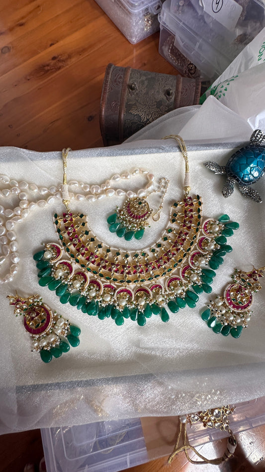 Pachi kundan bridal necklace