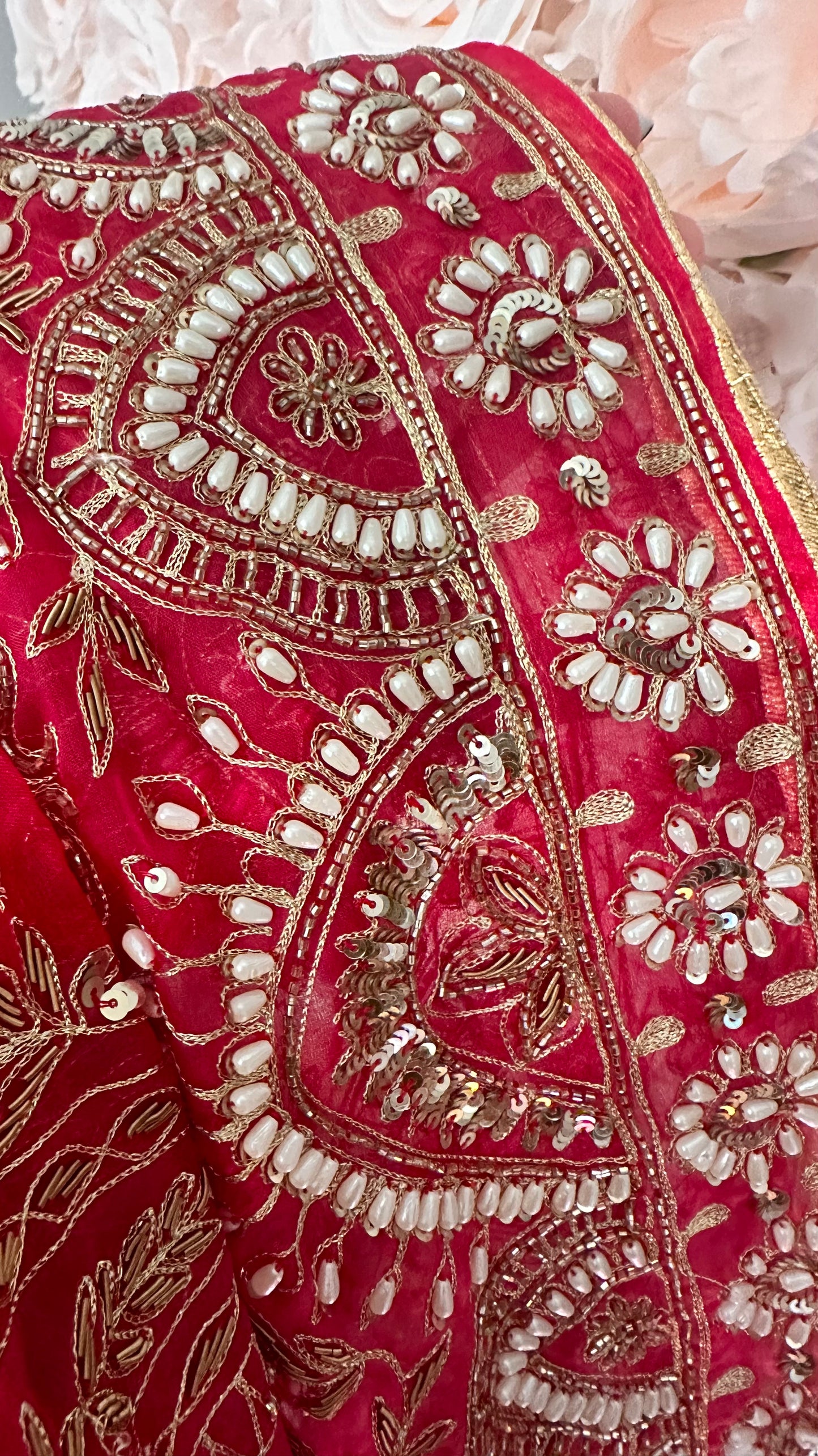 Bridal dupatta organza hand work