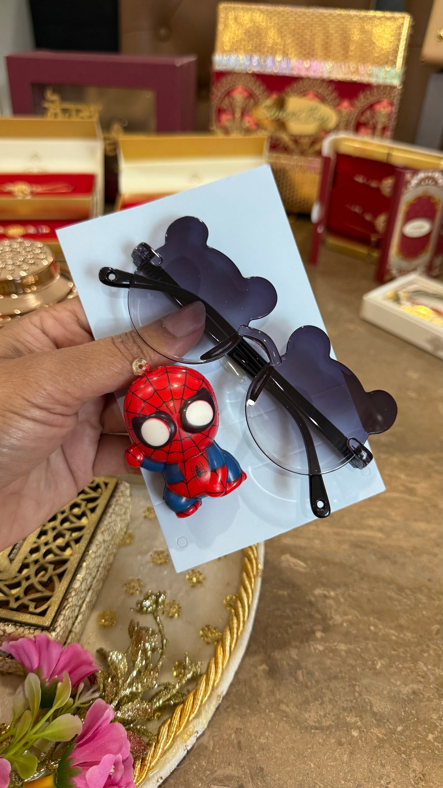 Kids Rakhi Spiderman with sunnies for sister
