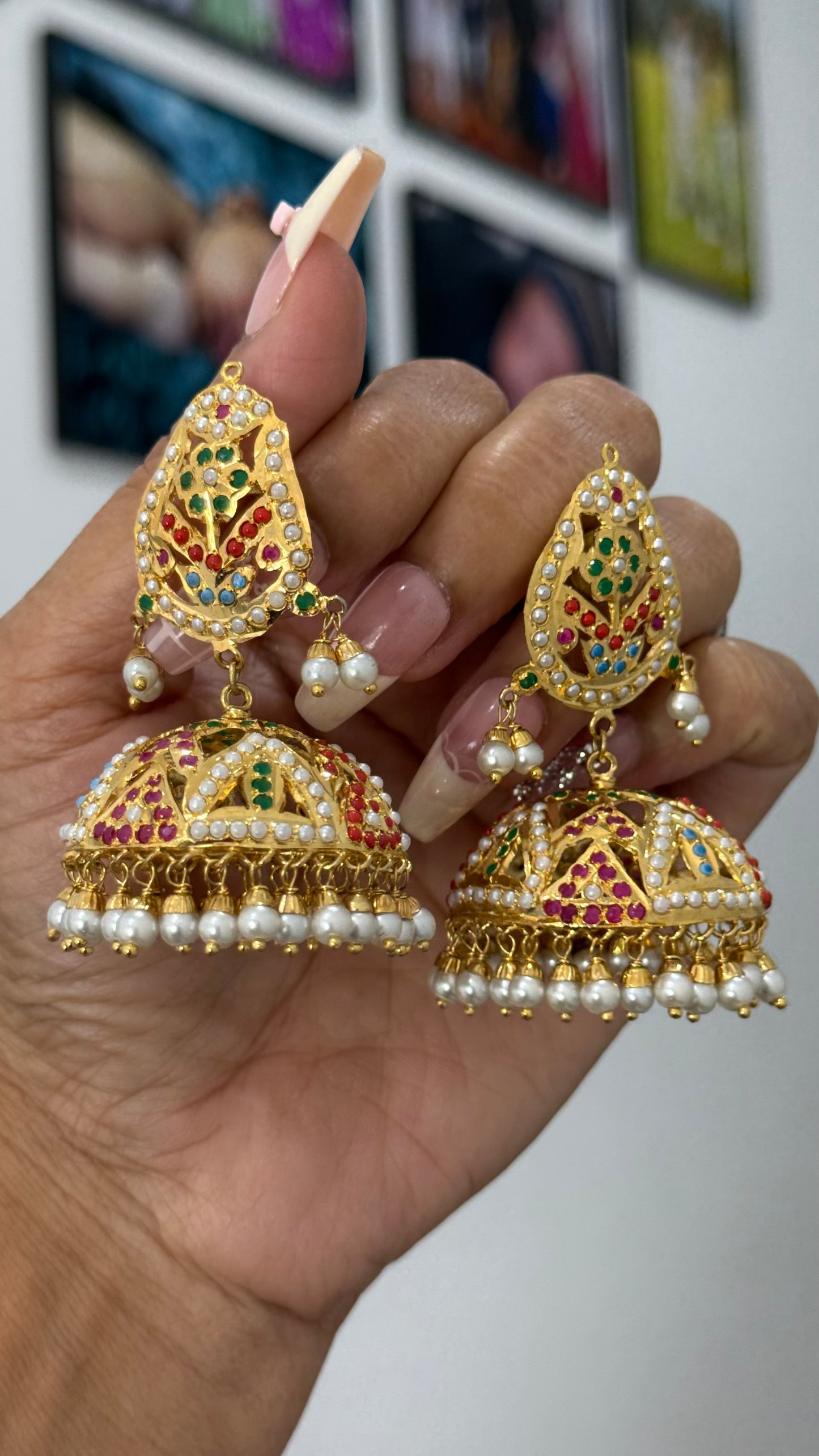 Real Jadau Gold Plated Jhumka