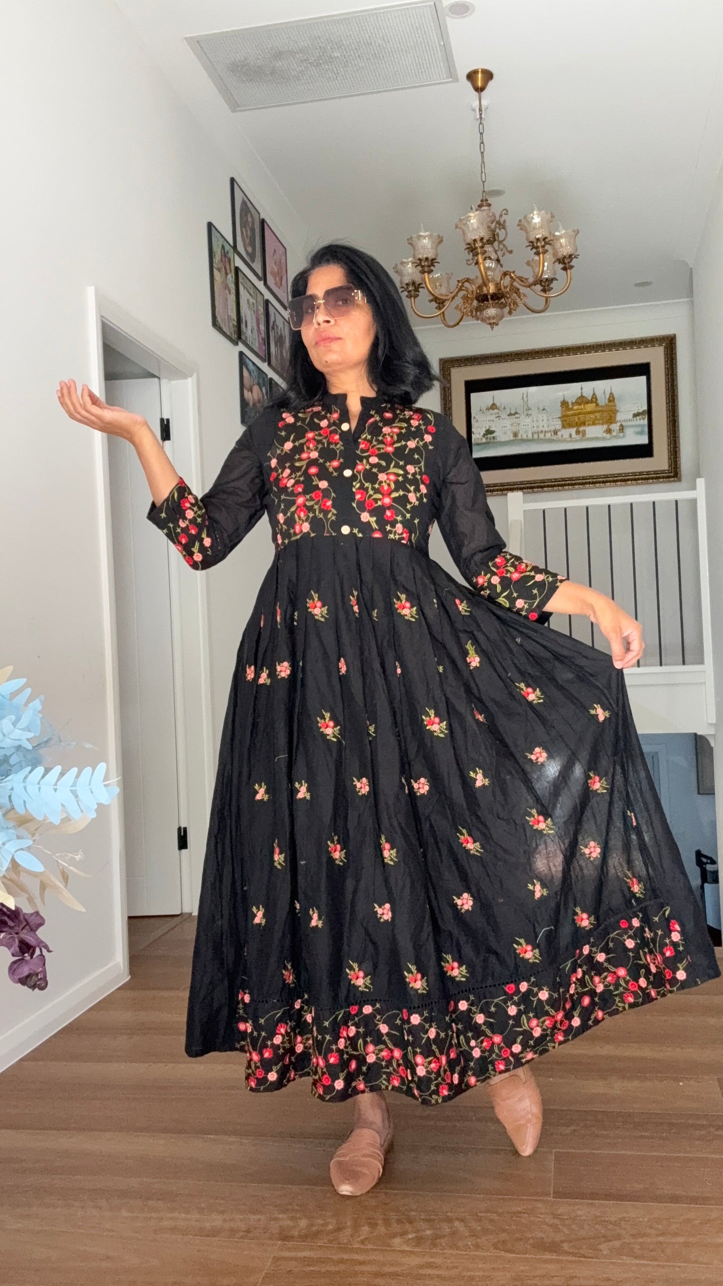 Long gown pure cotton dress