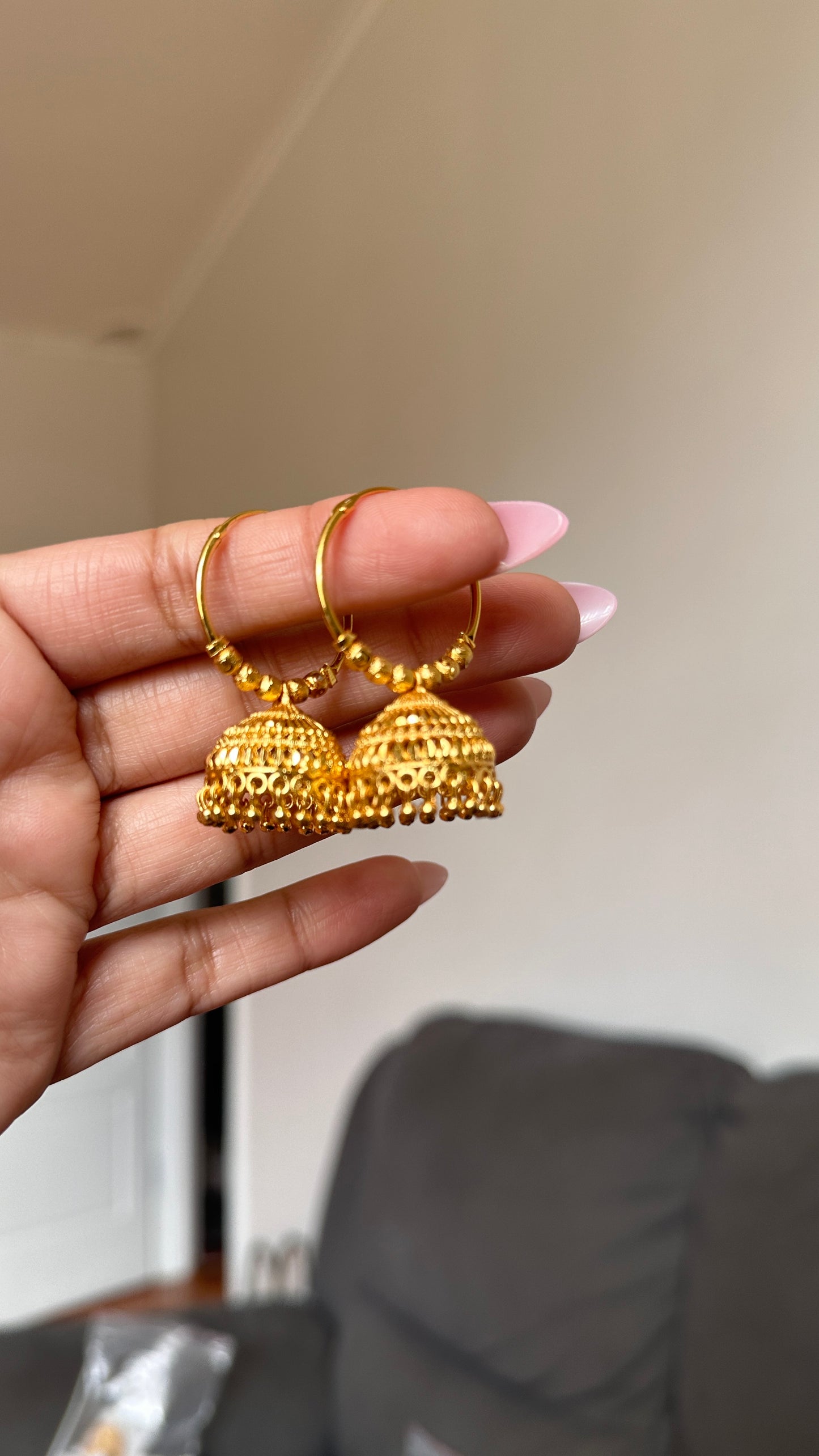 Gold look jhumka wali earrings