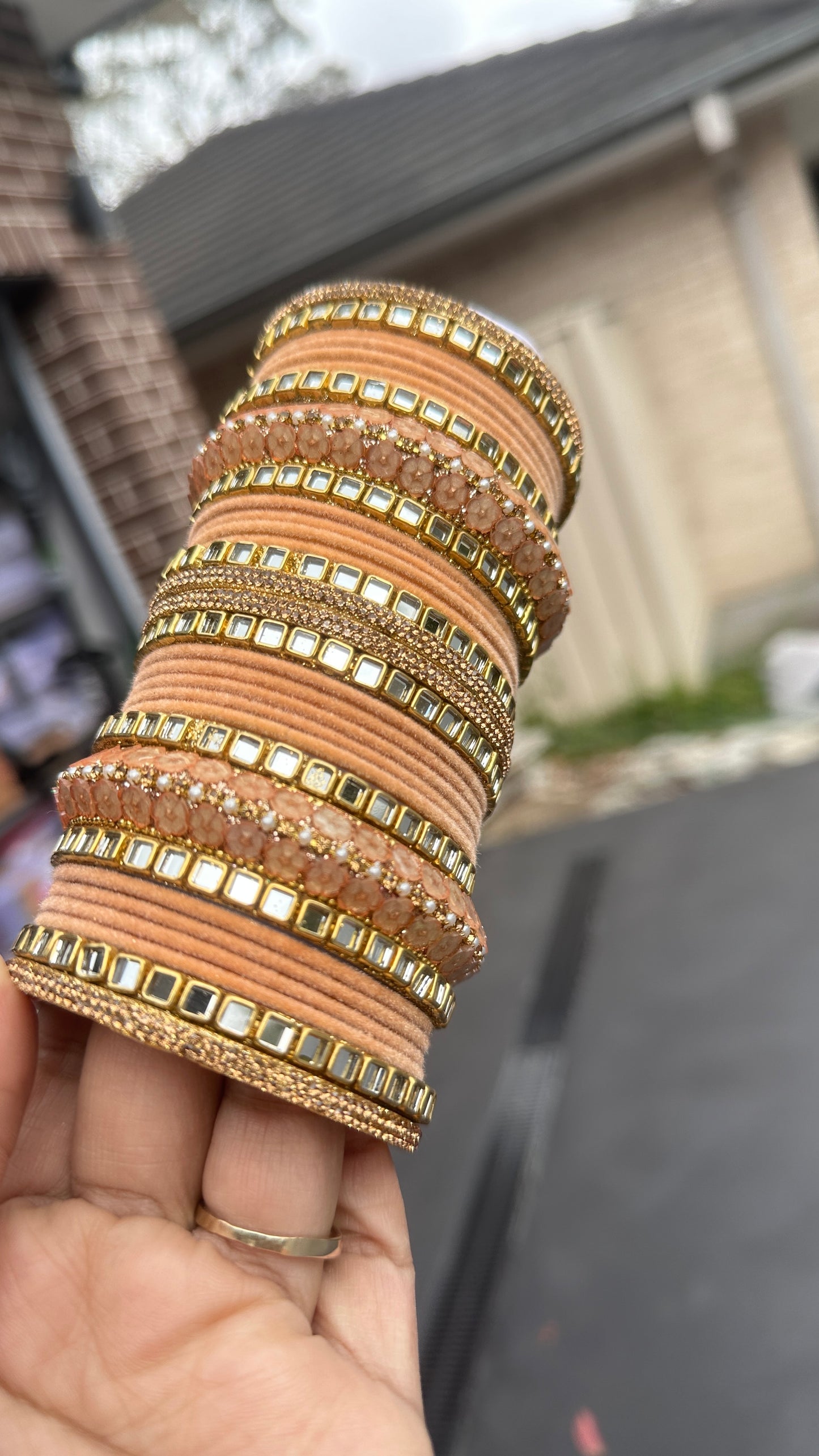 peach gold metal Bangles