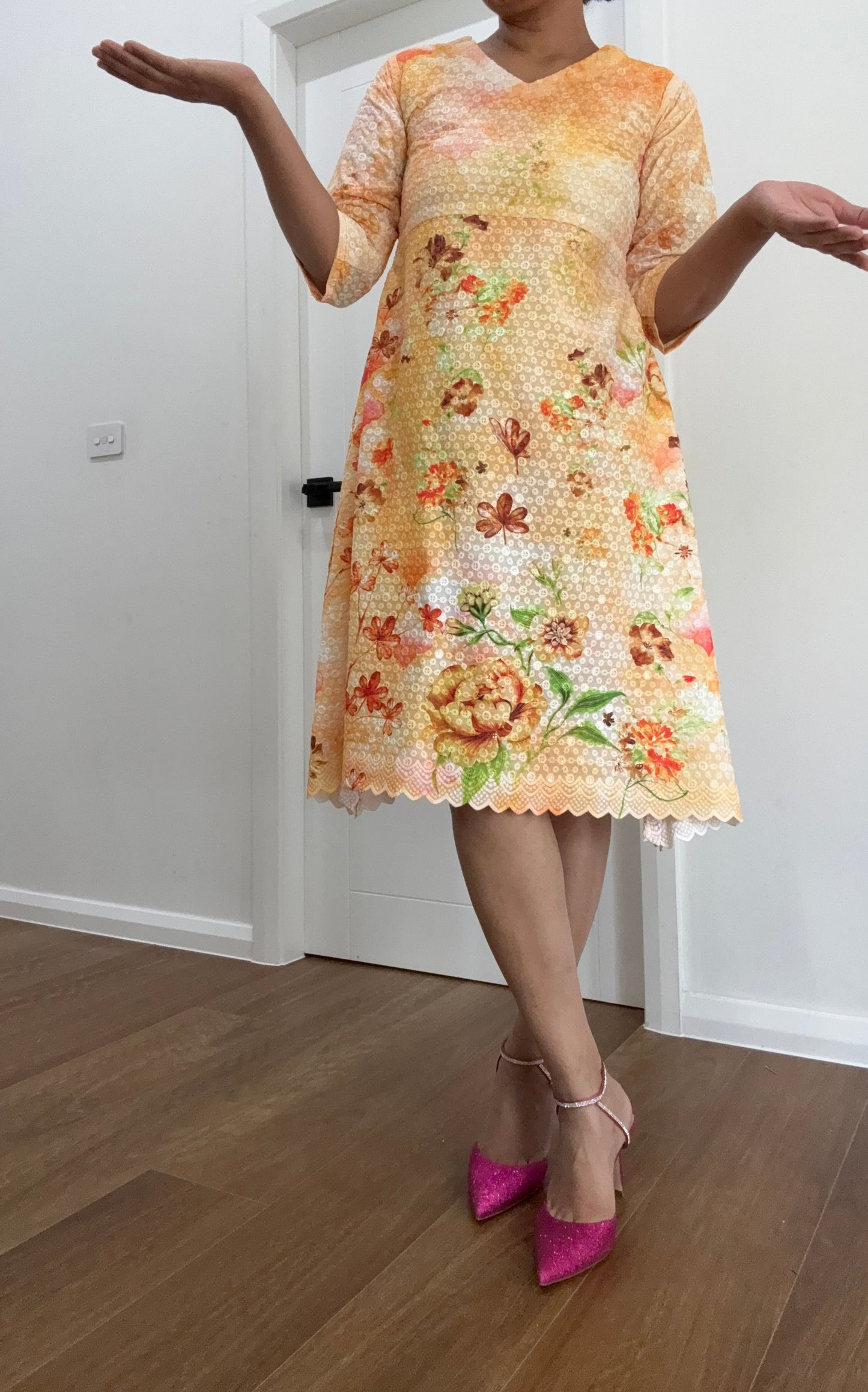 Chikankari Floral Cotton Dress for Women – Summer Wear