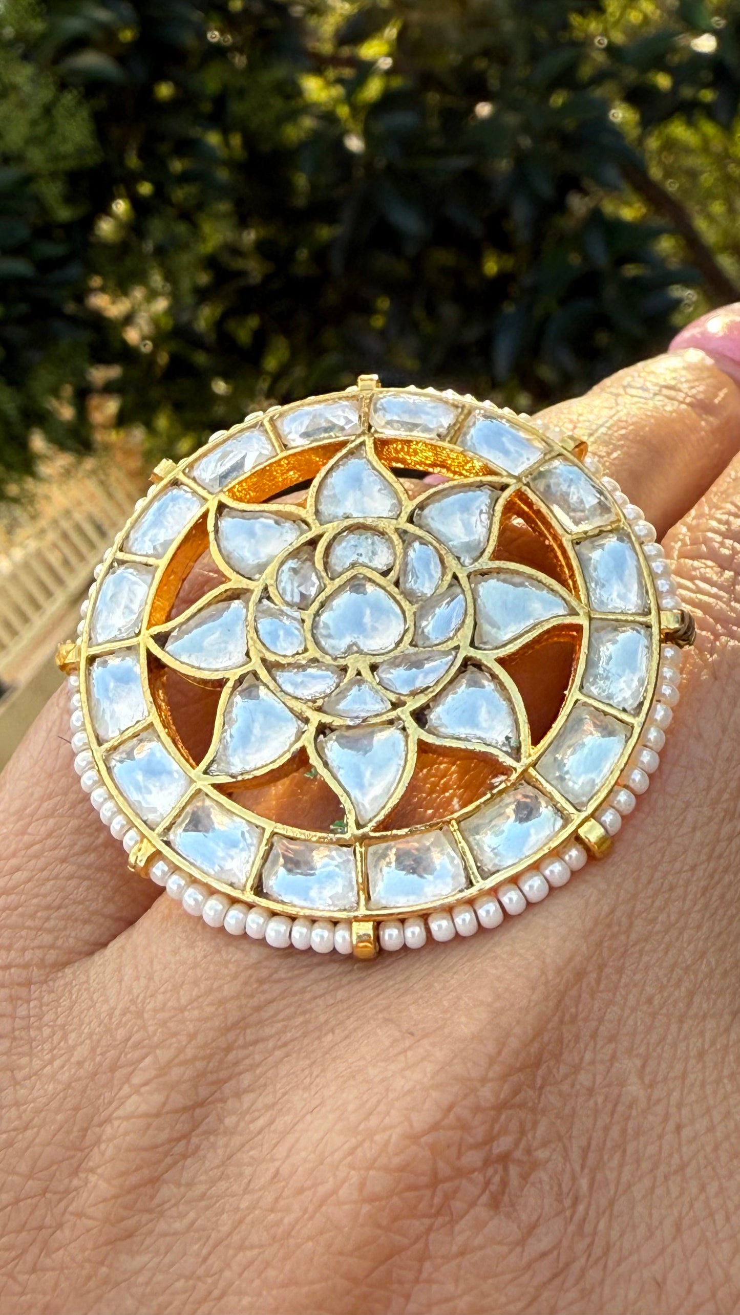 Adjustable Ring Pachi Kundan Design no 41