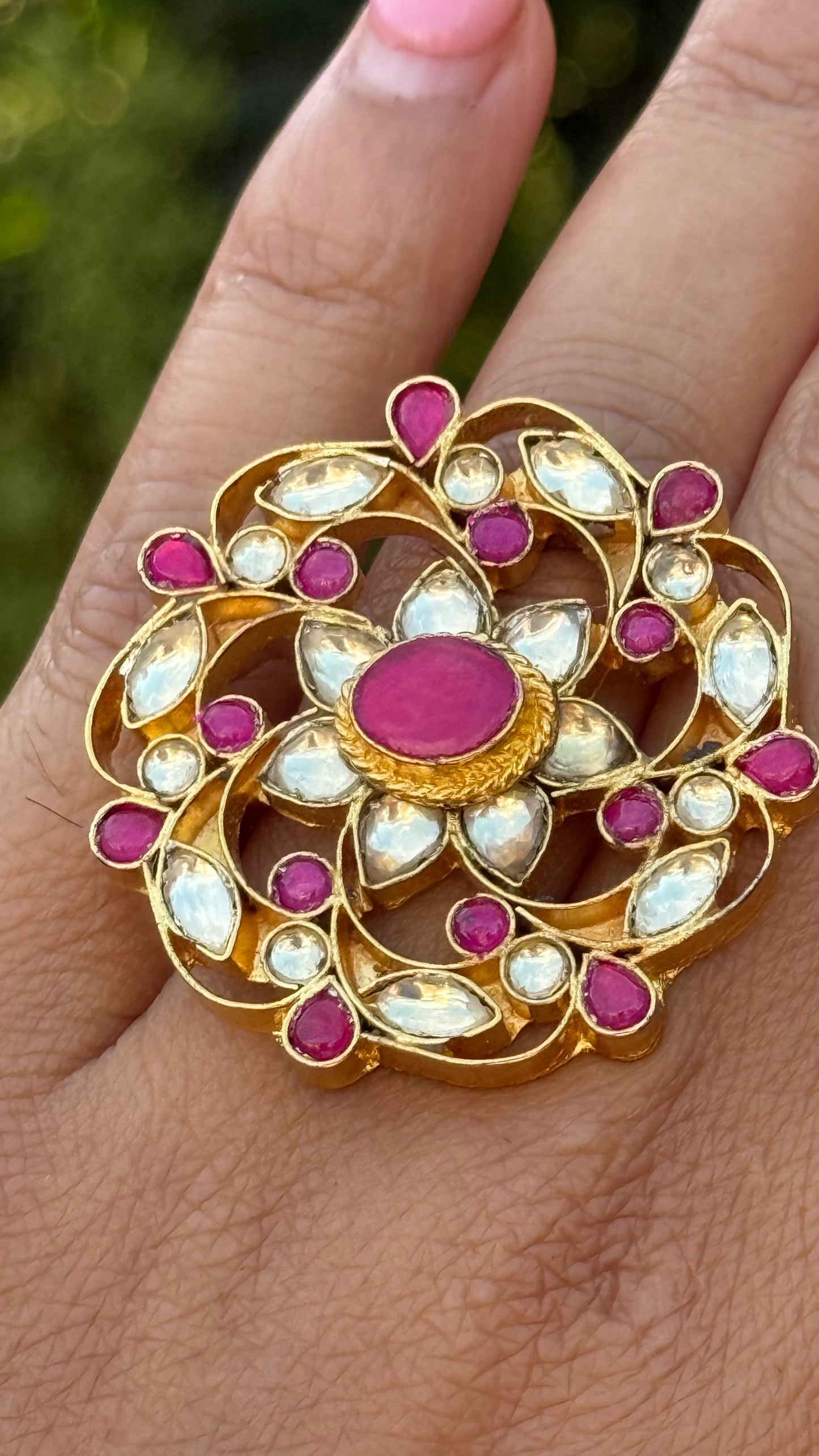 Adjustable Ring Pachi Kundan Design no 36