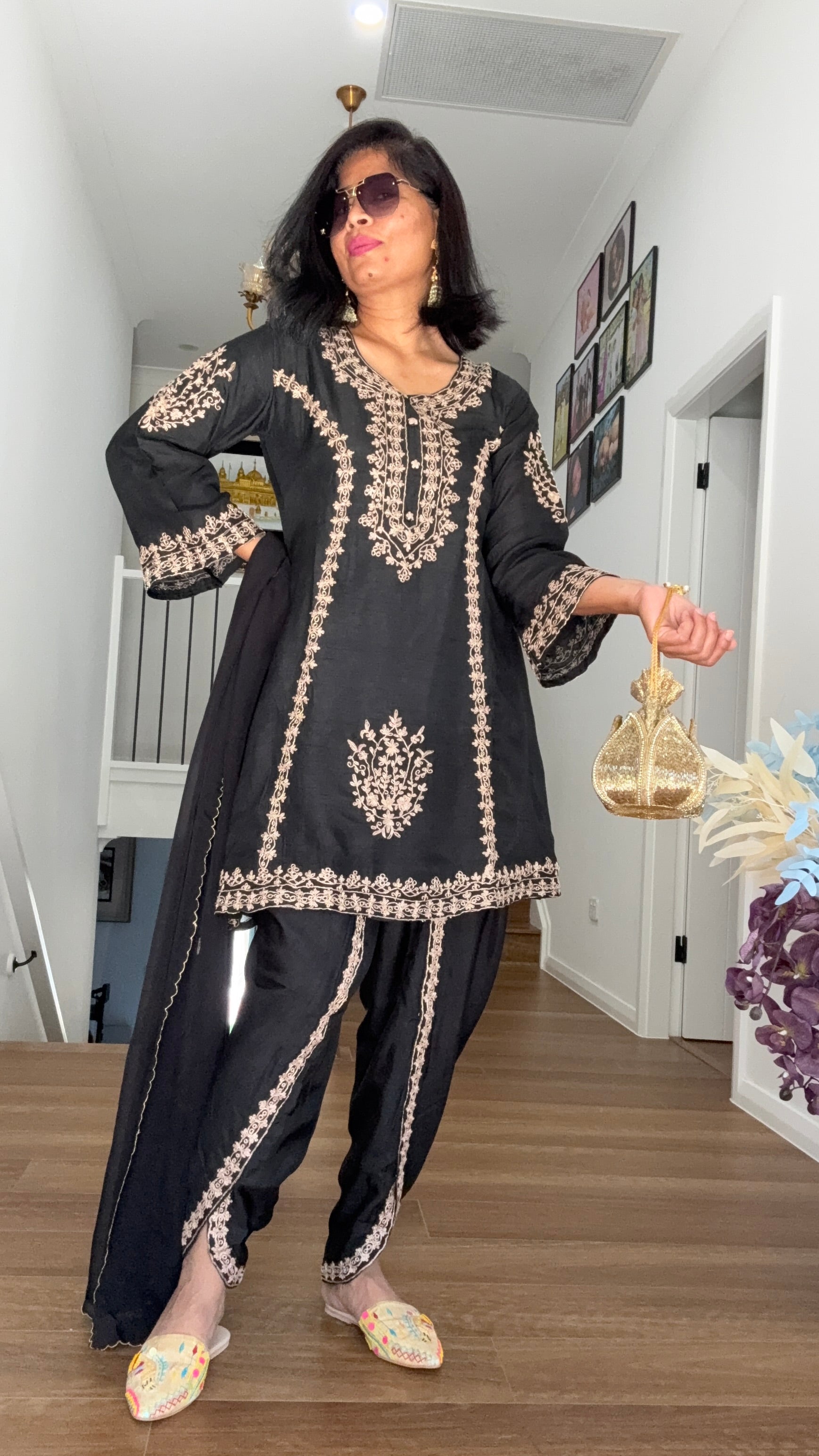 Elegant dhoti salwar suit for women with kurta and dupatta – modern Punjabi ethnic wear