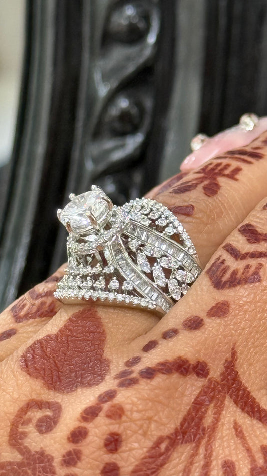 American Diamond Adjustable Ring – Real Gold & Diamond Look Design no 52