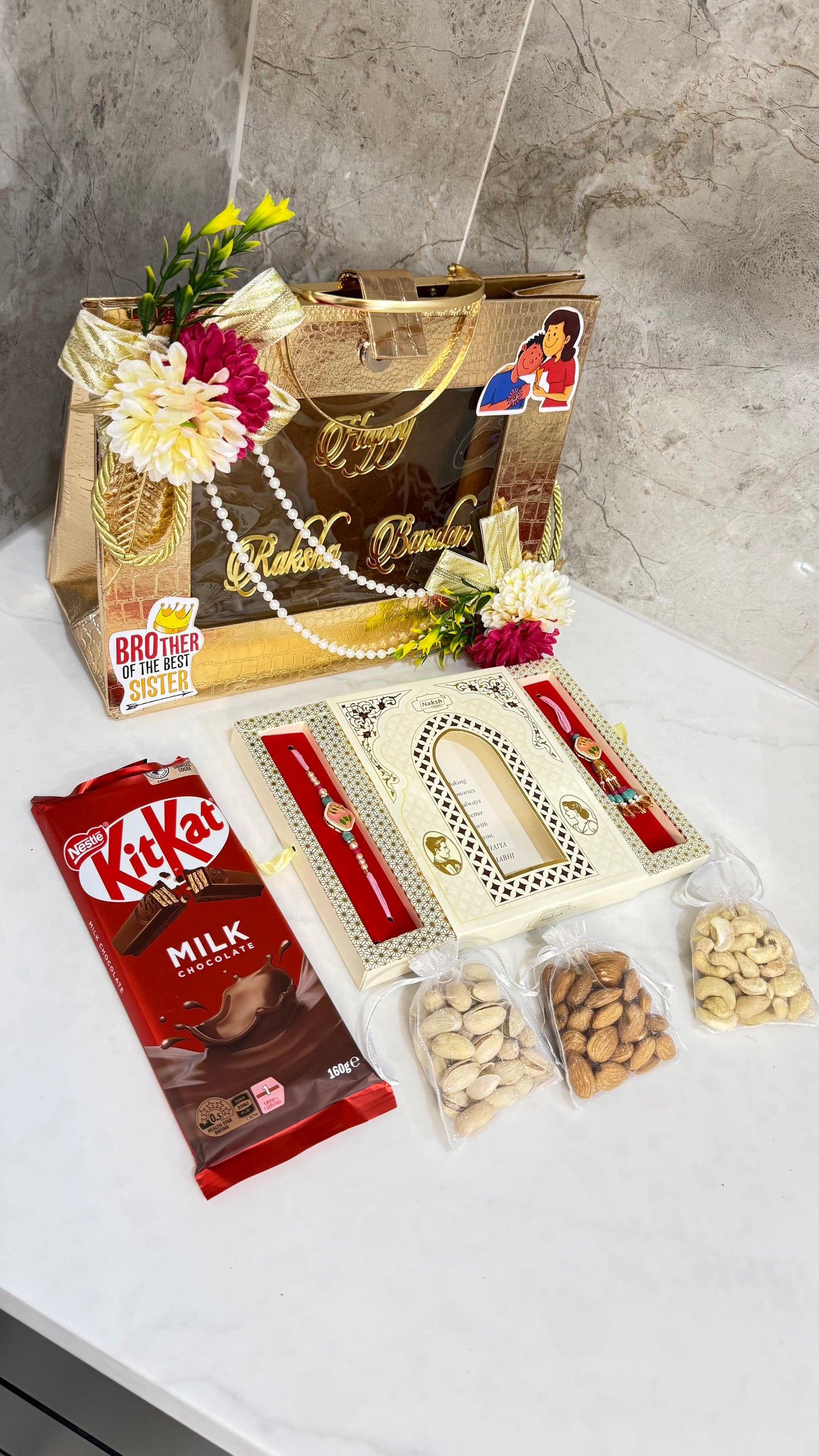 Premium Rakhi Gift Hamper Bhai Bhabi Combo
