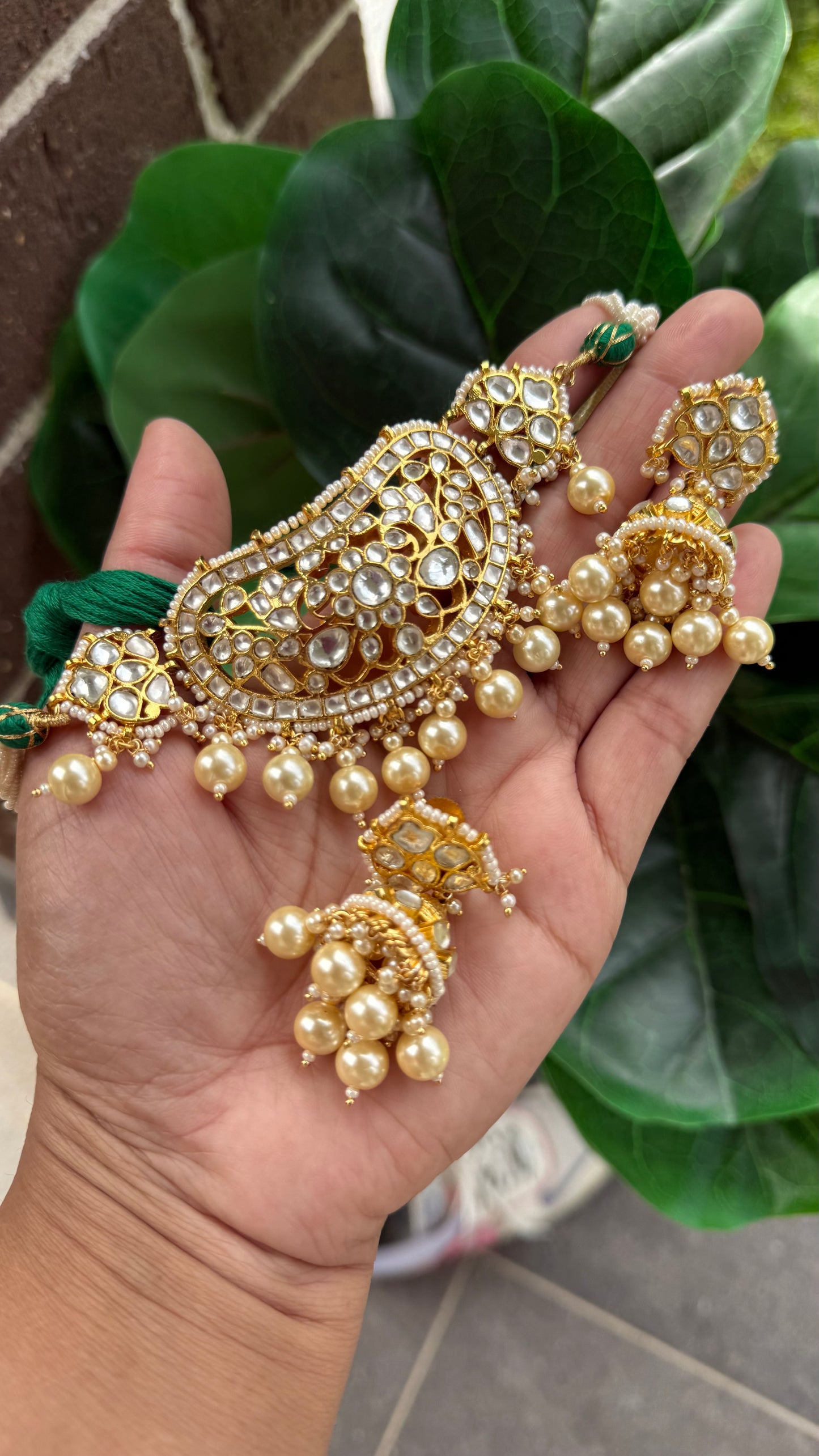 Pachi Kundan Choker Set – Bridal Indian Jewelry with Earrings