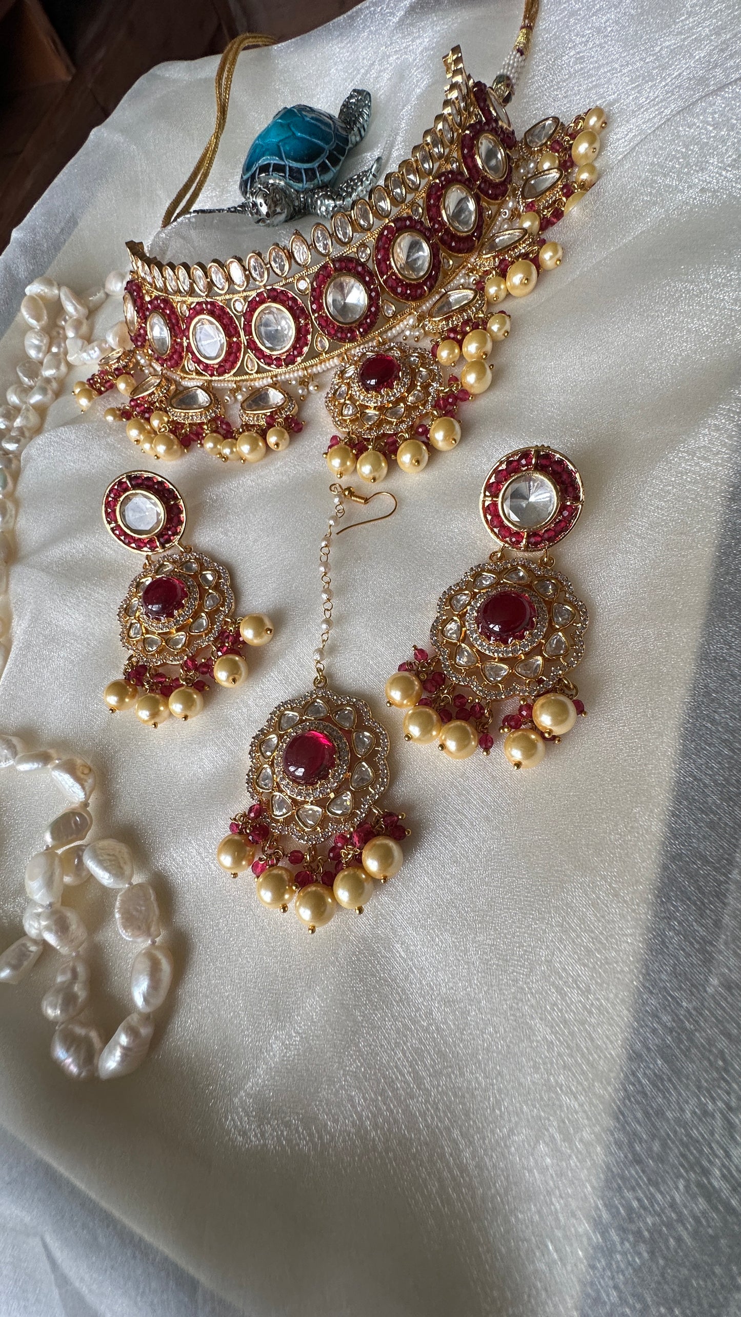 Uncut kundan choker gold plated ruby perfect for bride