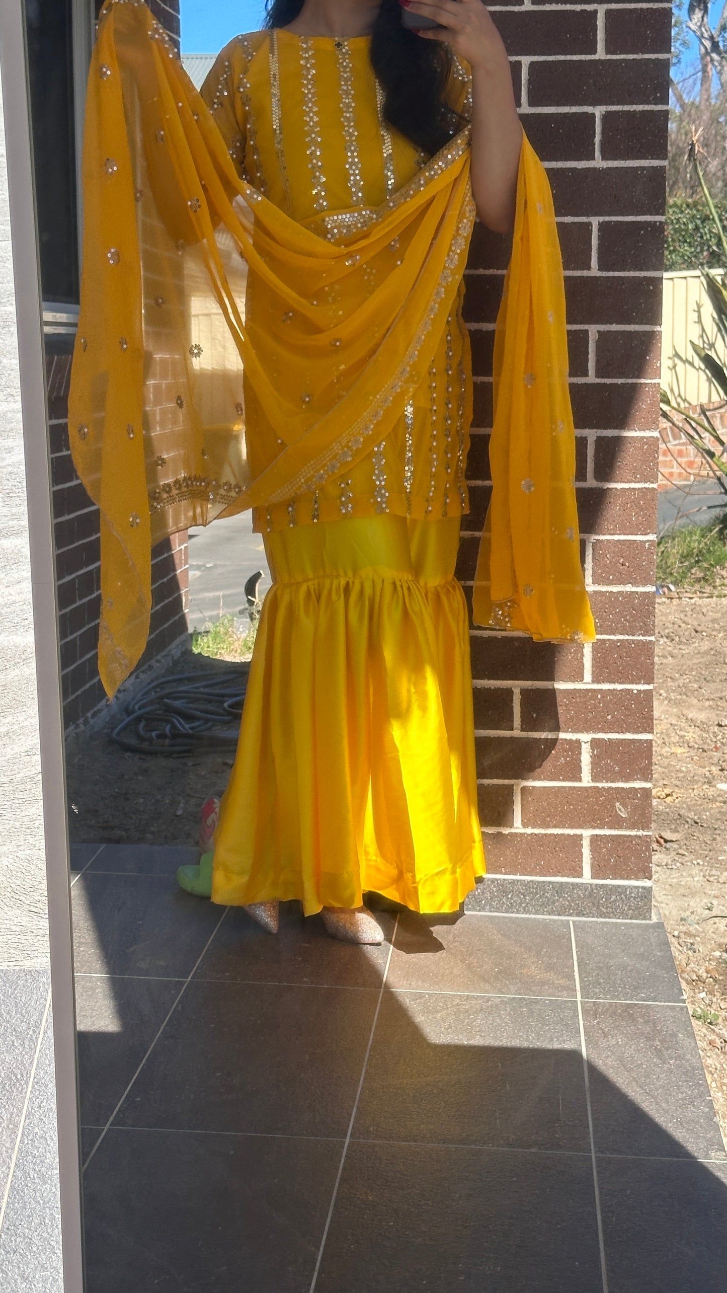 Pakistani shifon outfit with dupatta and bottom