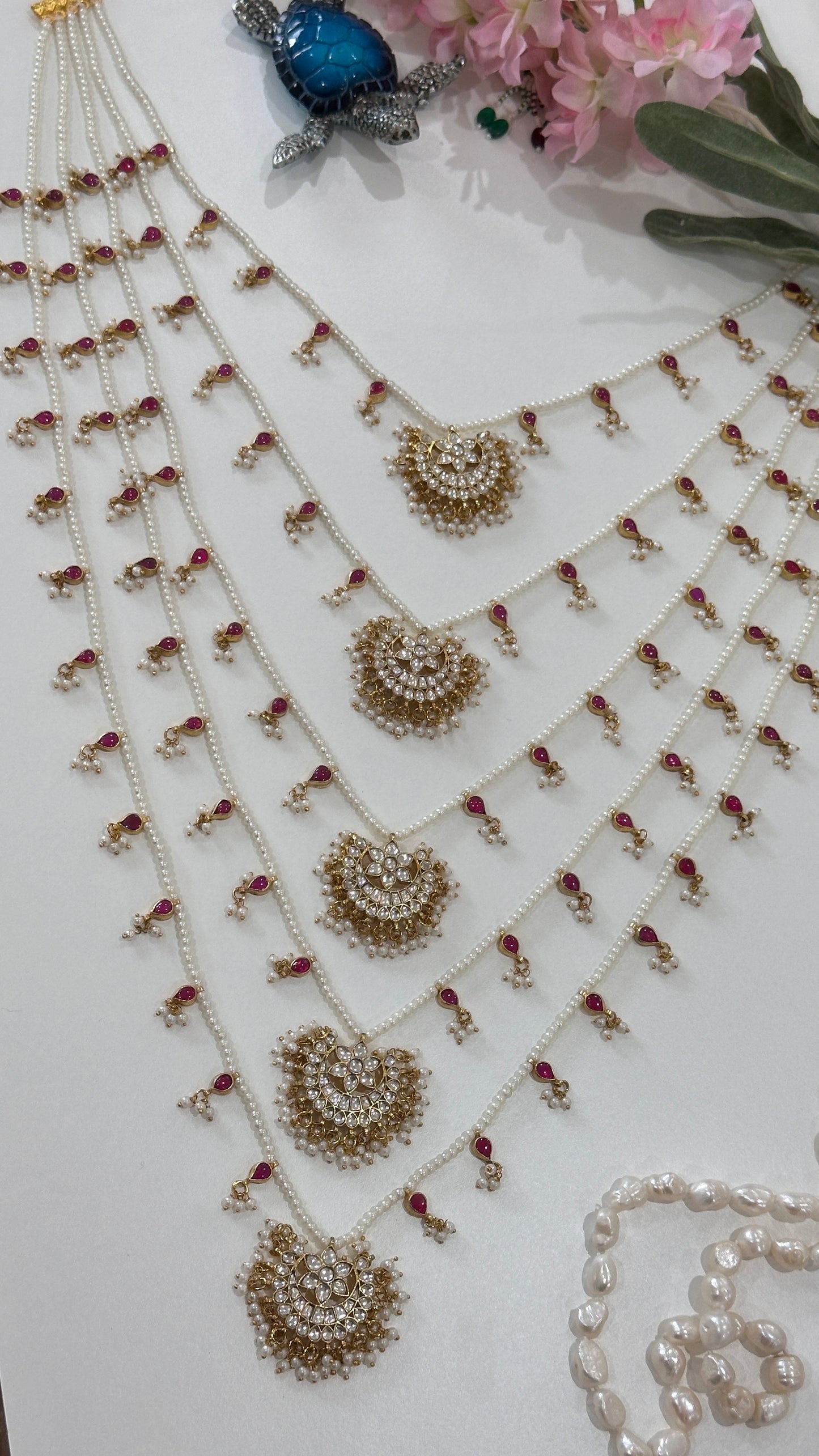 pachi kundan maharaani haar long necklace ruby mix