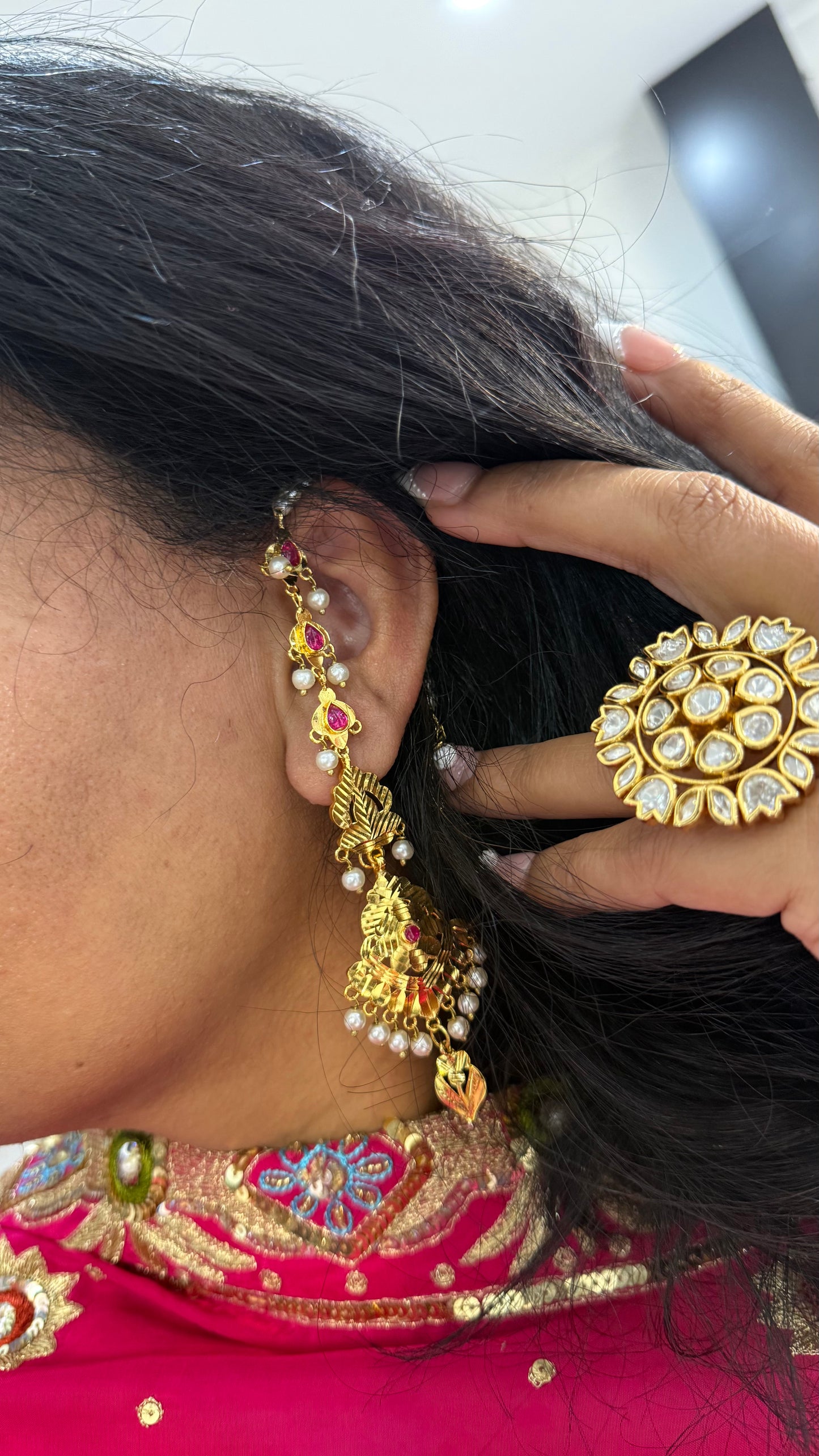 Gold plated earrings with attached sahare Sandookh collection