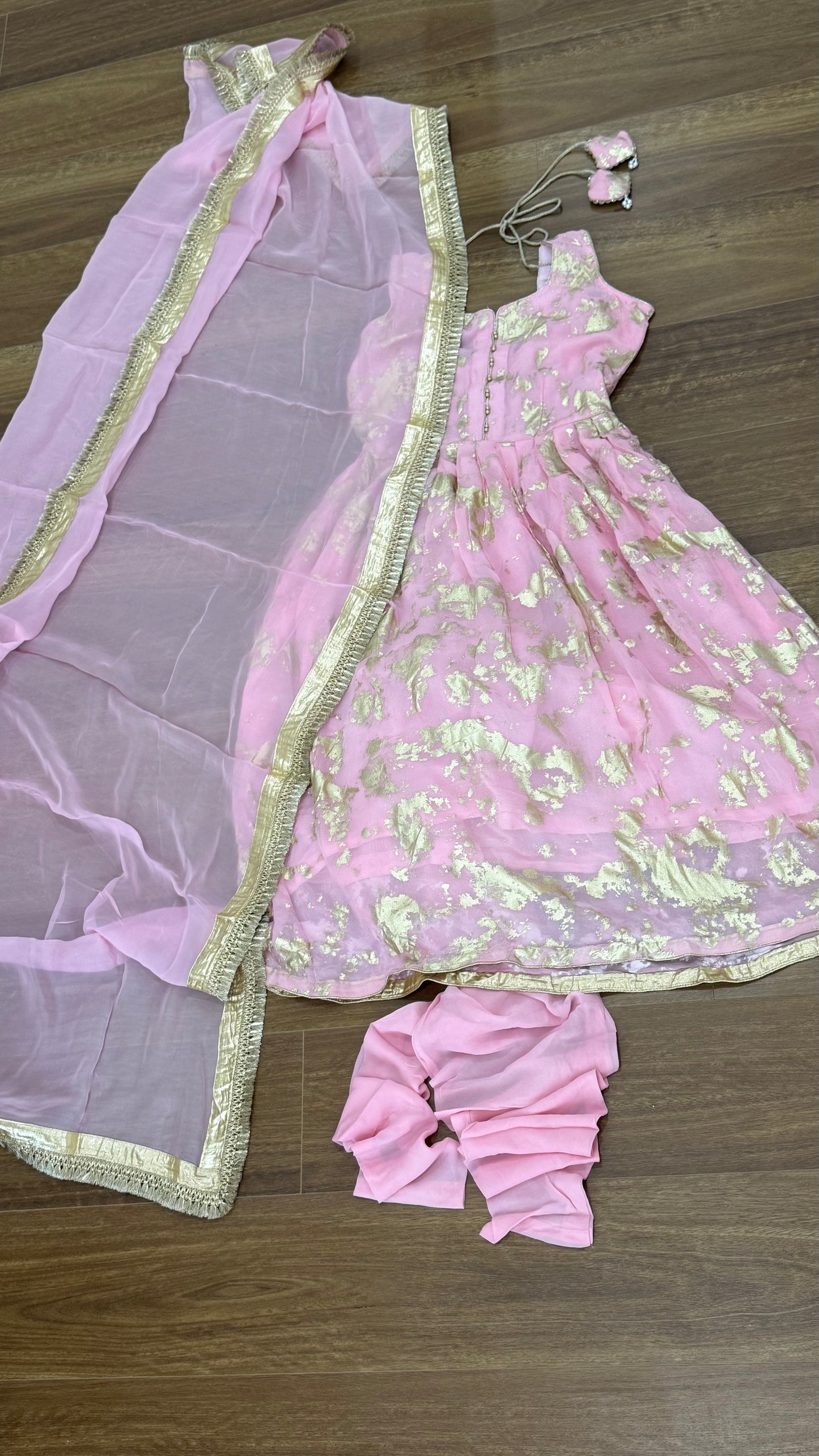 Anarklai with dupatta Indian outfit baby pink