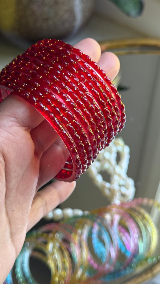 Glass Bangles for Karvachauth red