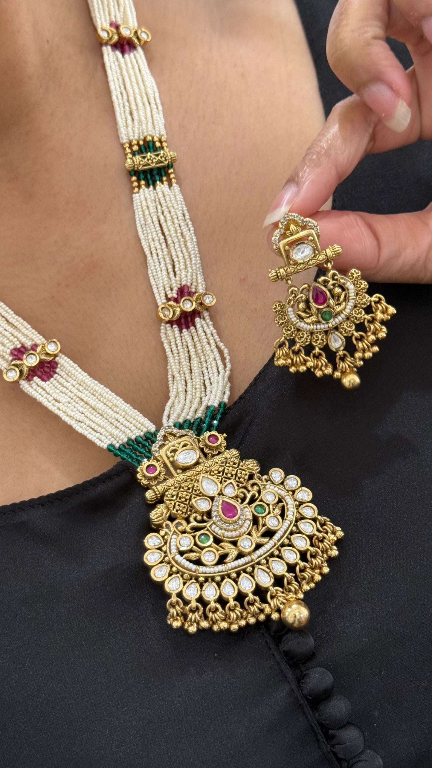 Heritage Jewelry Gold Plated Indian Long necklace / Raani haar Sandookh collection