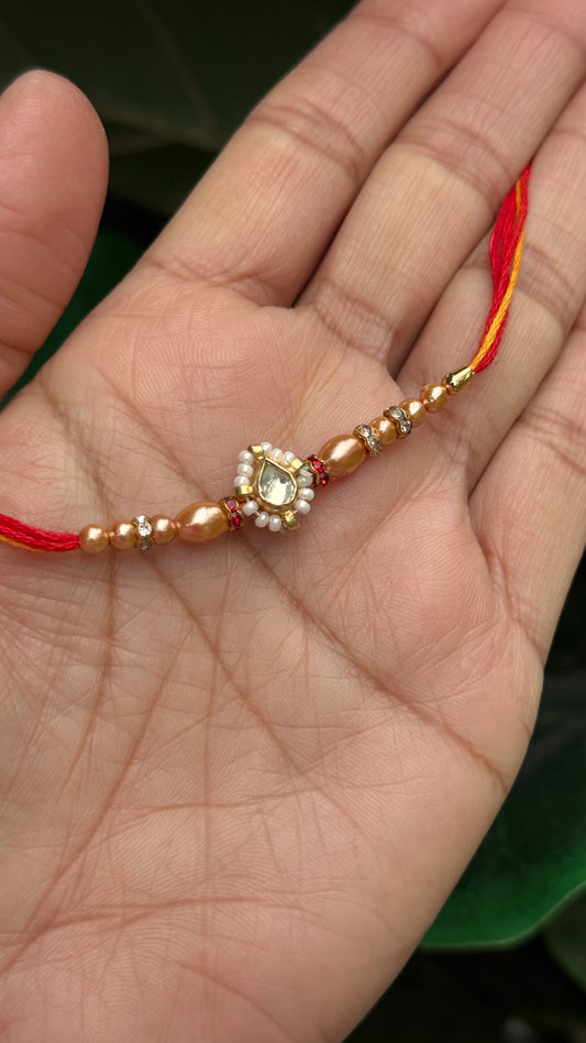 Premium Pachi Kundan  Rakhi for Brother Hand Made