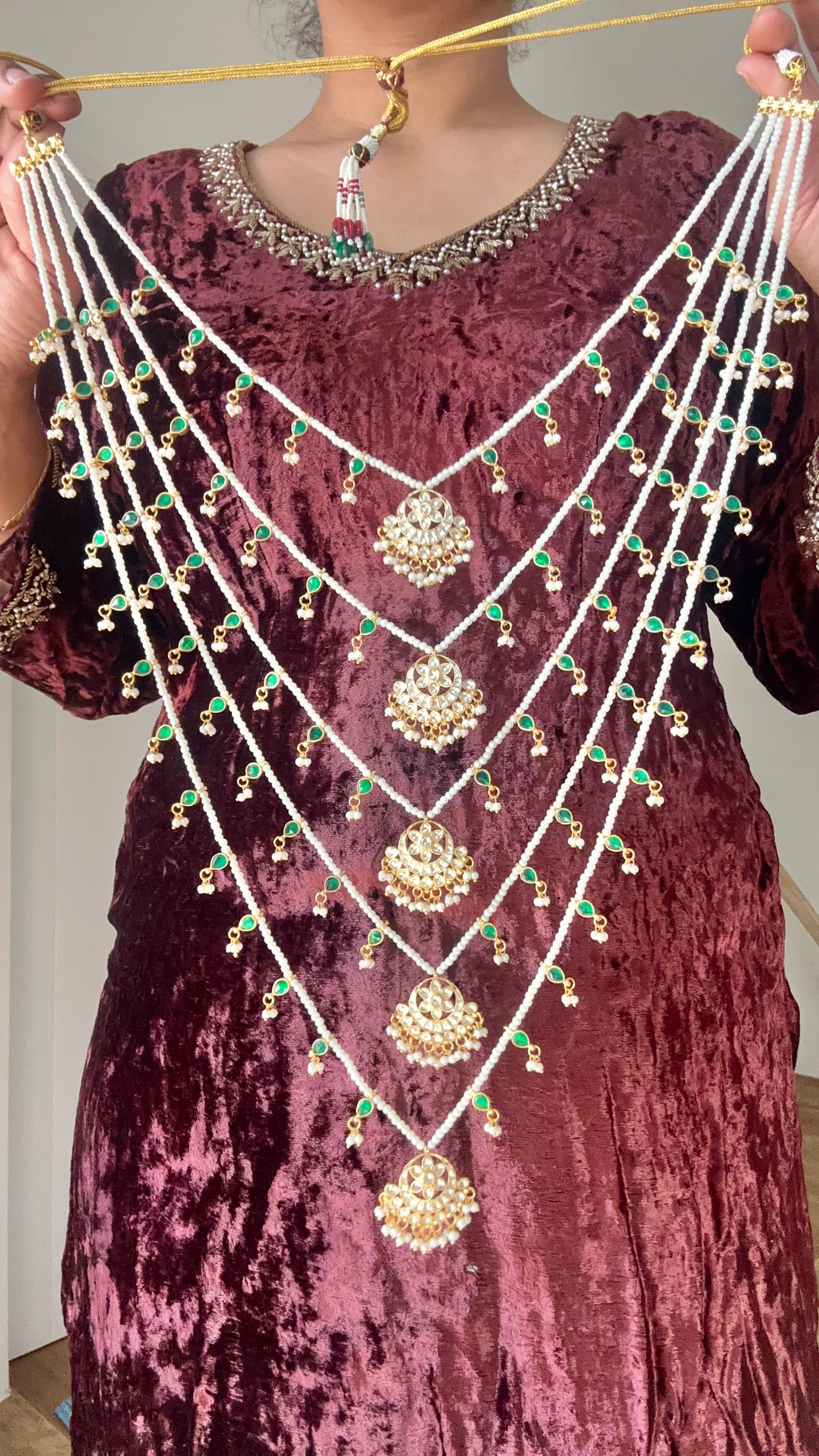 pachi kundan maharaani haar long necklace