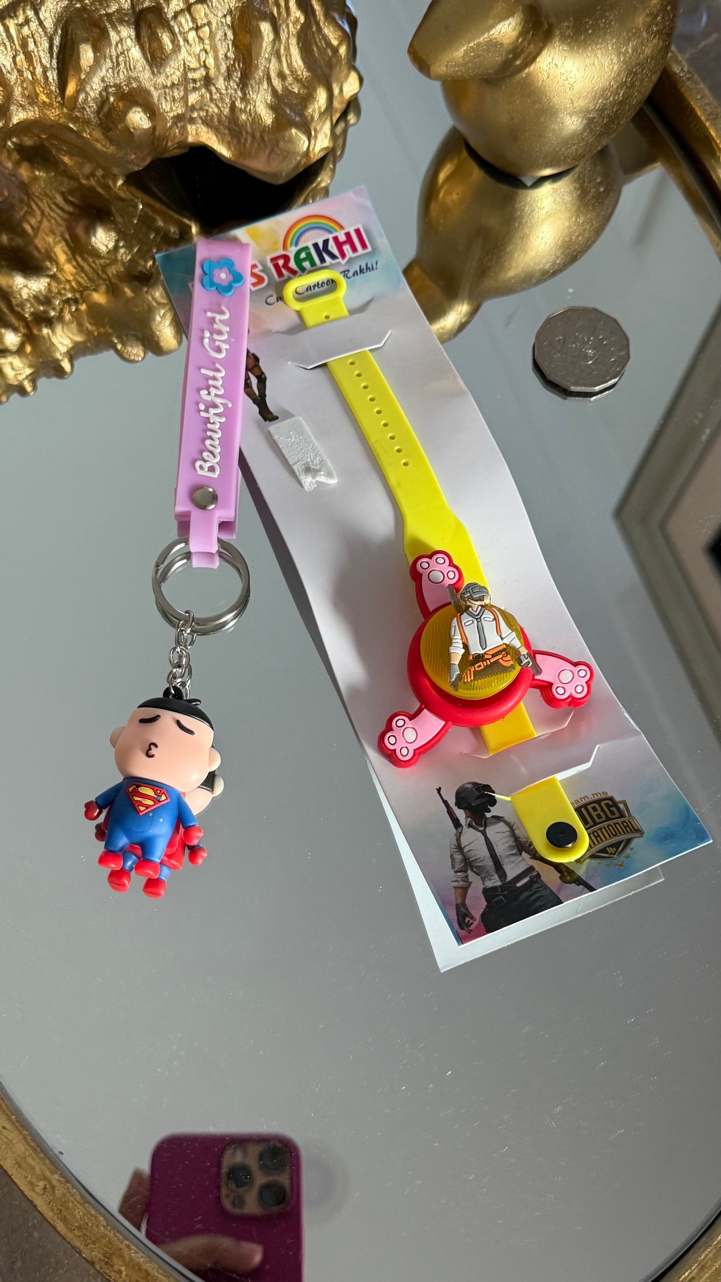 Kids Toy Rakhi – with Fidget Spinner with Lights and key chain