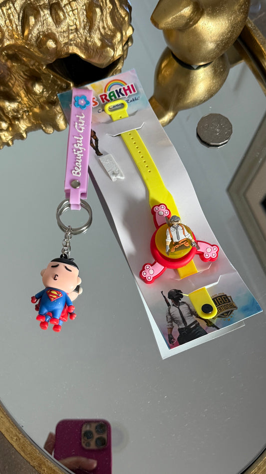 Kids Toy Rakhi – with Fidget Spinner with Lights and key chain