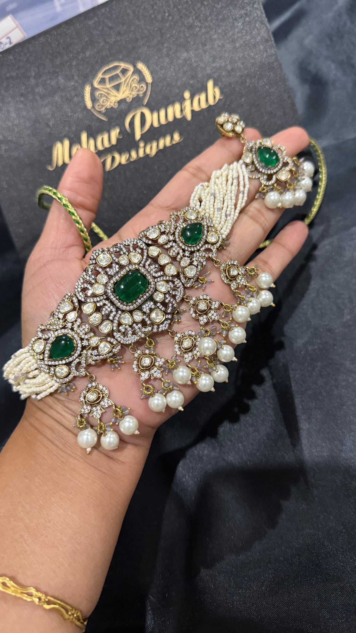 Moissanite Choker Necklace Set – Indian Bridal Jewellery