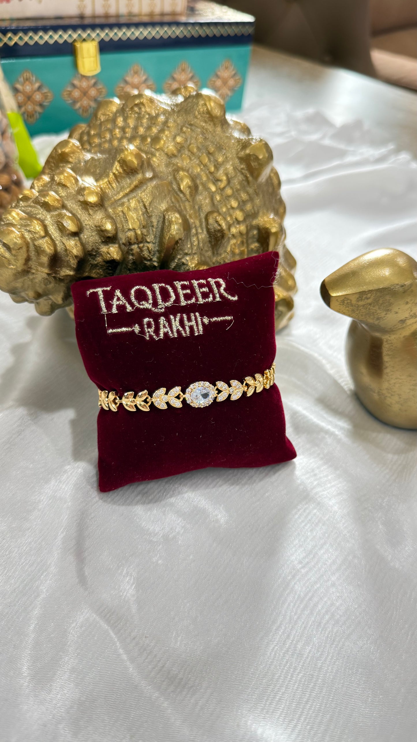 Gold look bracelet rakhi For Brother
