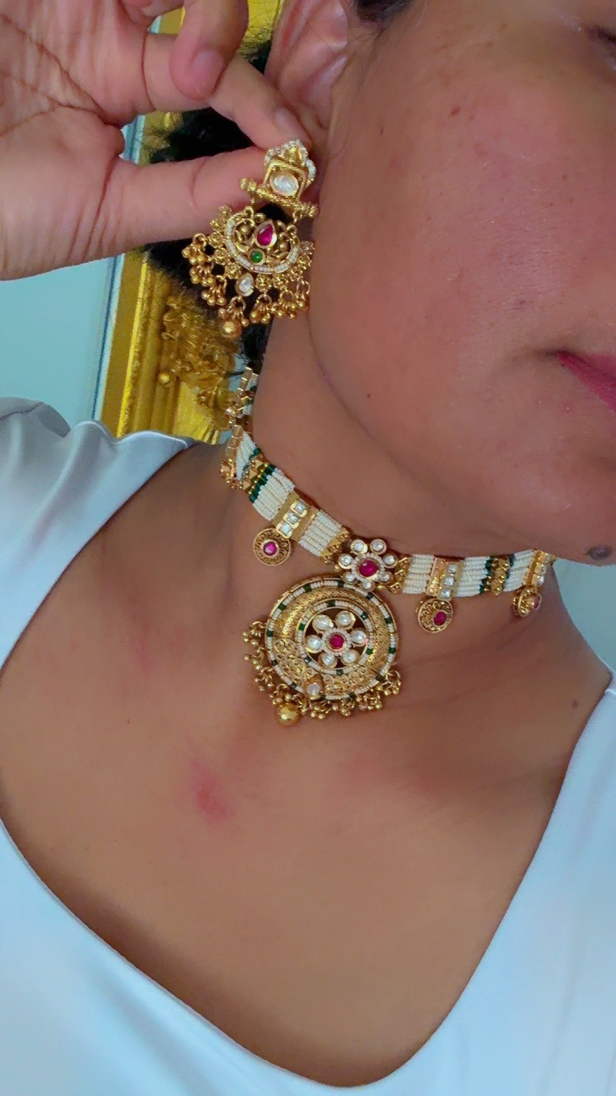 Gold Plated Indian choker Sandookh collection